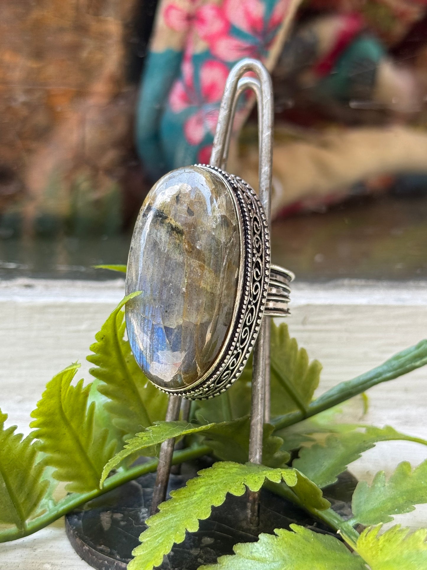 Labradorite Blue Flash Silver Ring