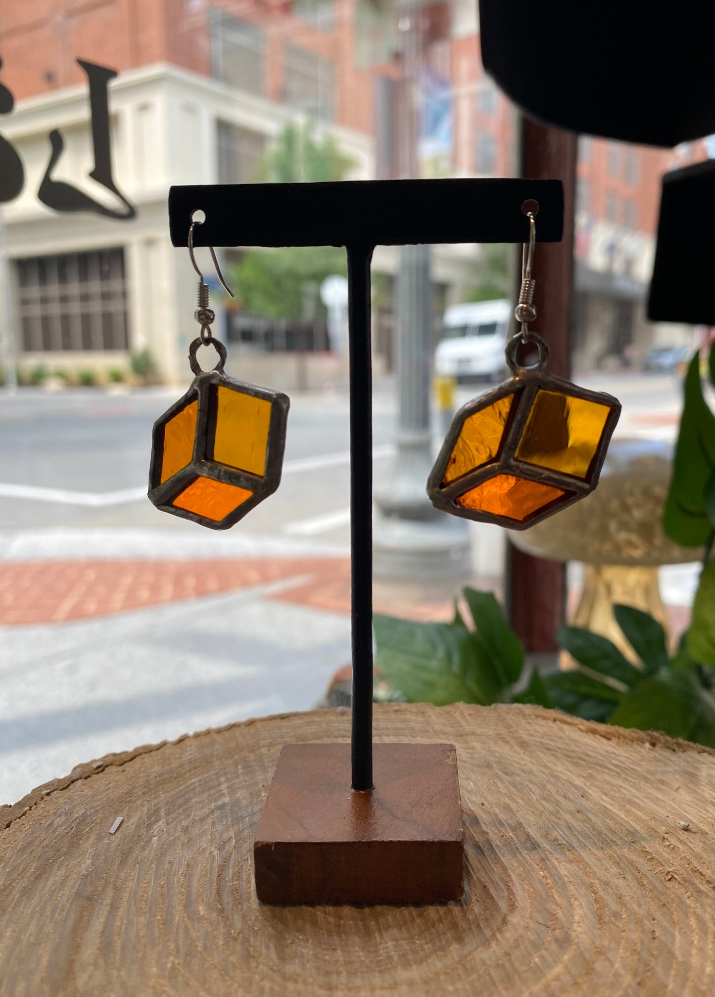 Cube Stained Glass Earrings - KC13*