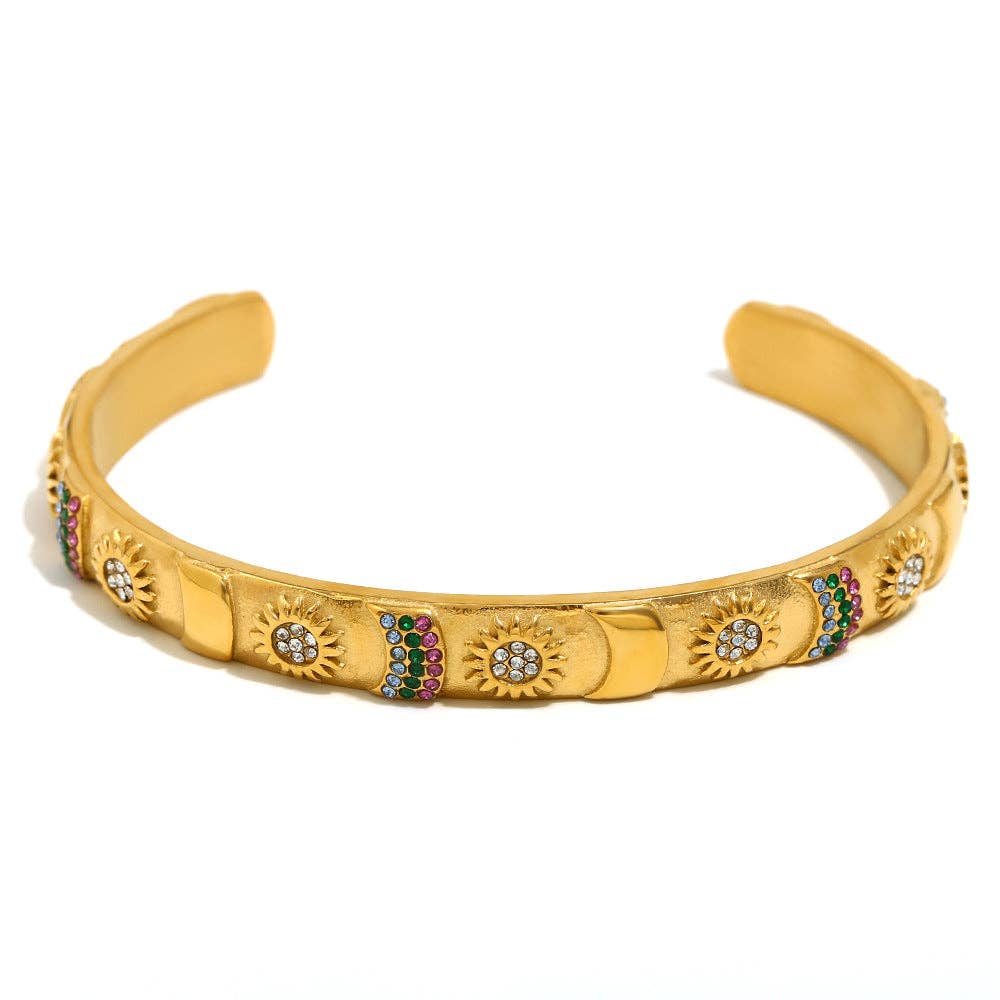 Tarot Style Cuff Bangle - Golden Sun