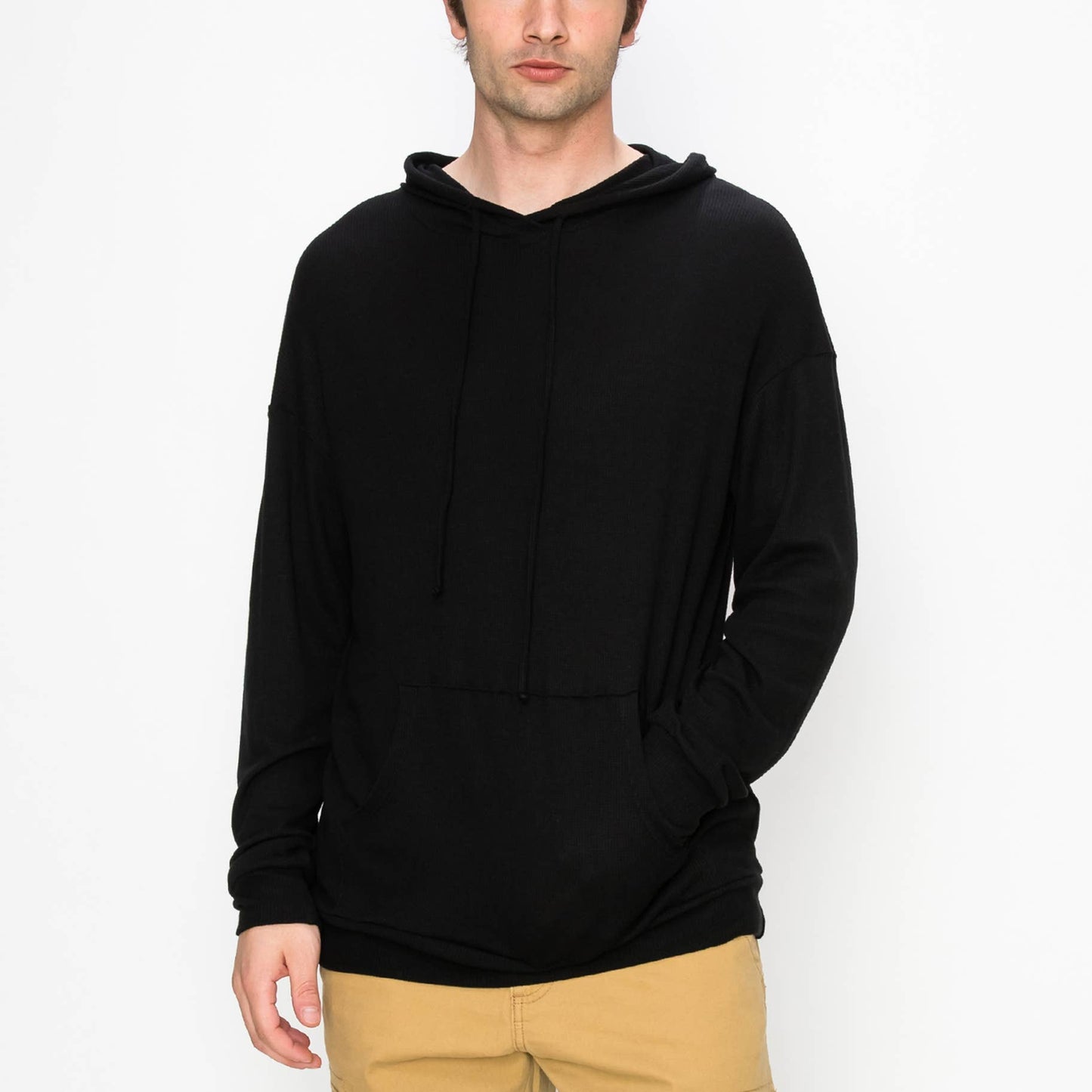 Baby Thermal Pullover Hoodie- Black