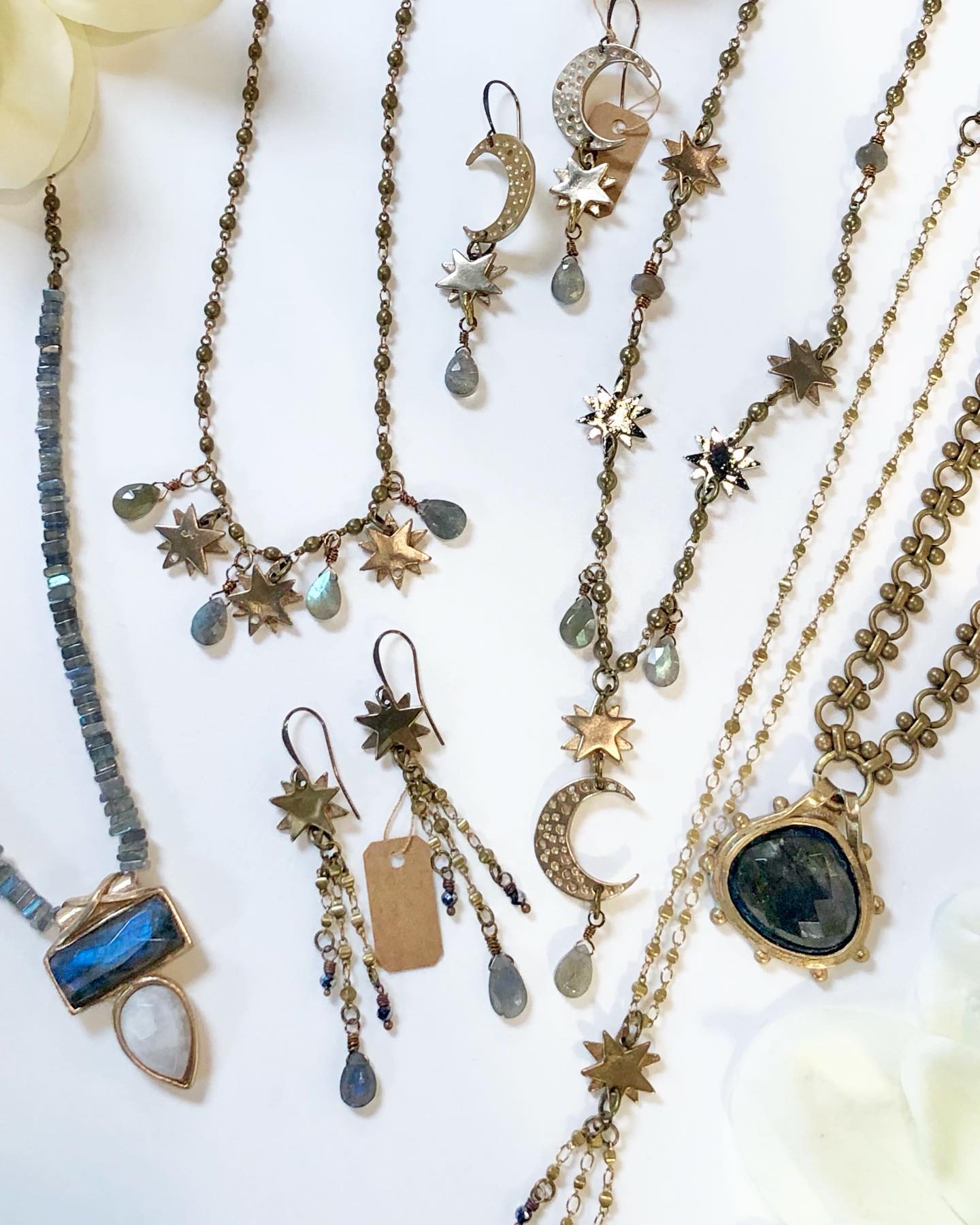 Selene, Waning Moon Labradorite Charm Necklace - La De Da