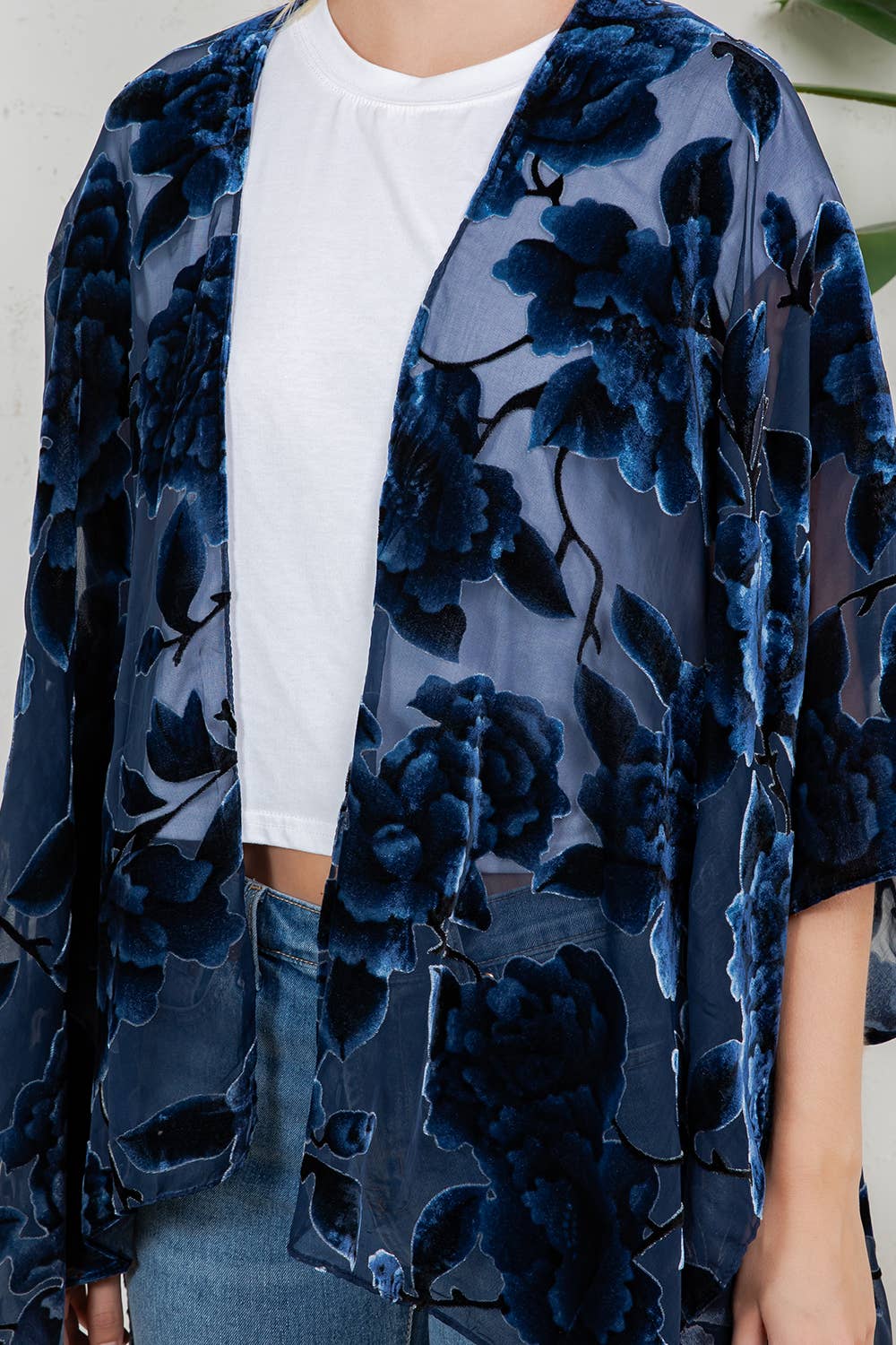 Bohemian Burnout Velvet Kimono - Blue