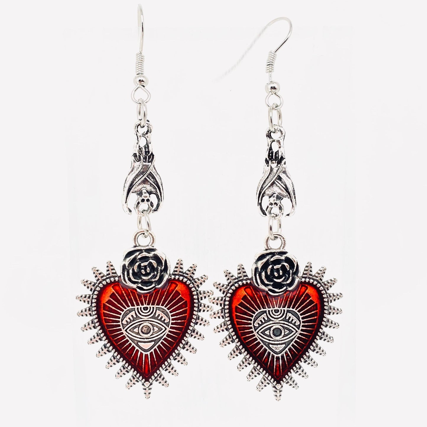 Dark Gothic Punk Bat Heart-shaped Bloody Eye Earrings