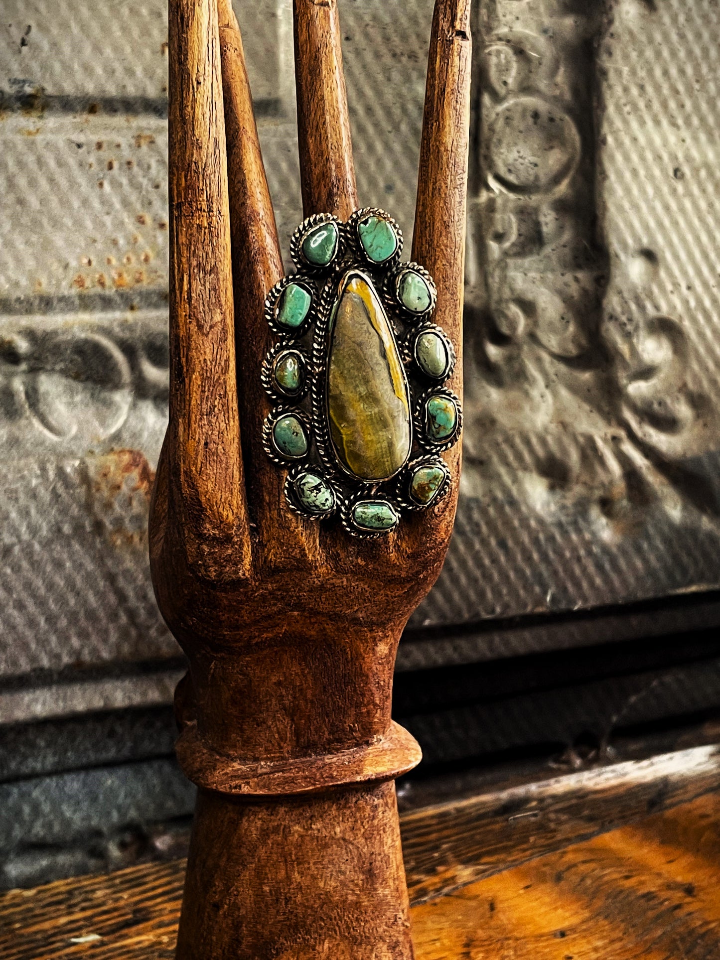 Bumble Bee Jasper & Turqouise OOAK Ring - La De Da