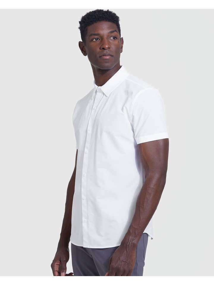 Mens Carbon Commuter Short Sleeve Button Up - White