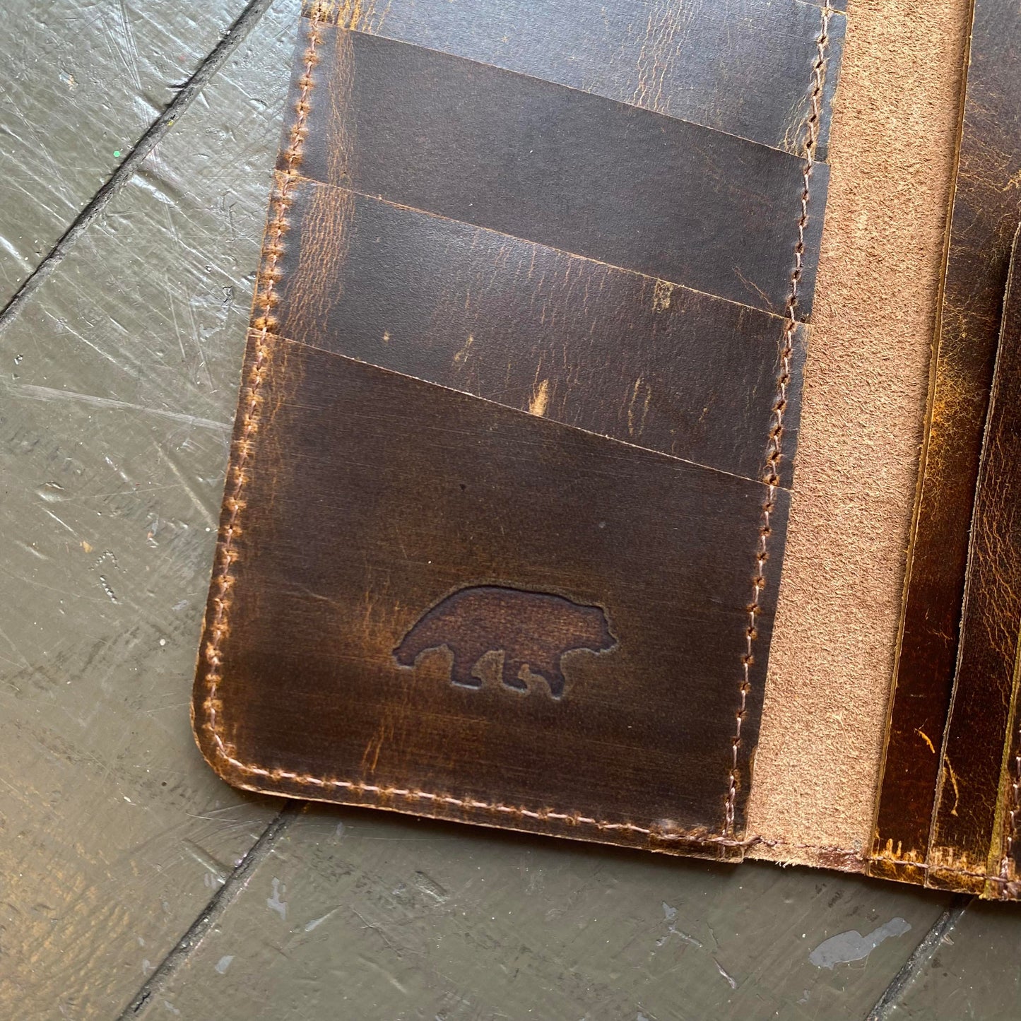 Antique Brown Leather Checkbook Wallet - La De Da