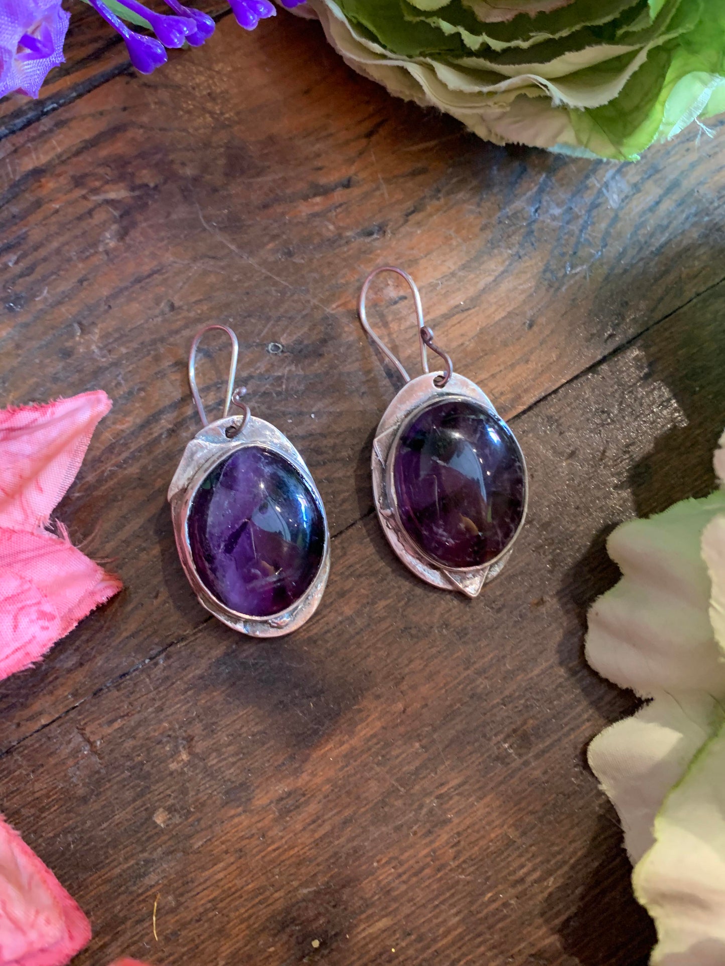 Oval Amethyst Fine Silver Earrings* - La De Da