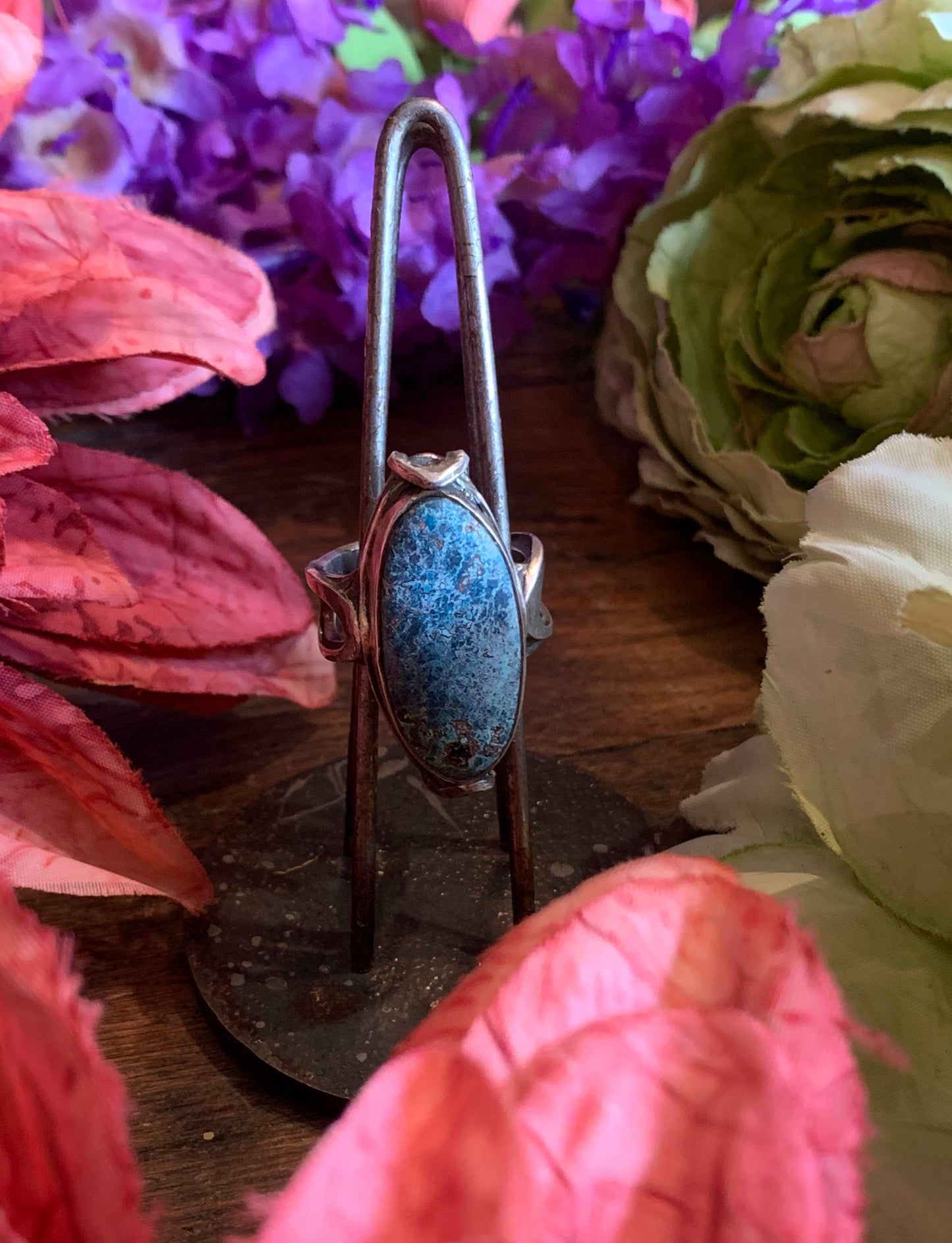 Oval Azurite Fine Silver Ring* - La De Da