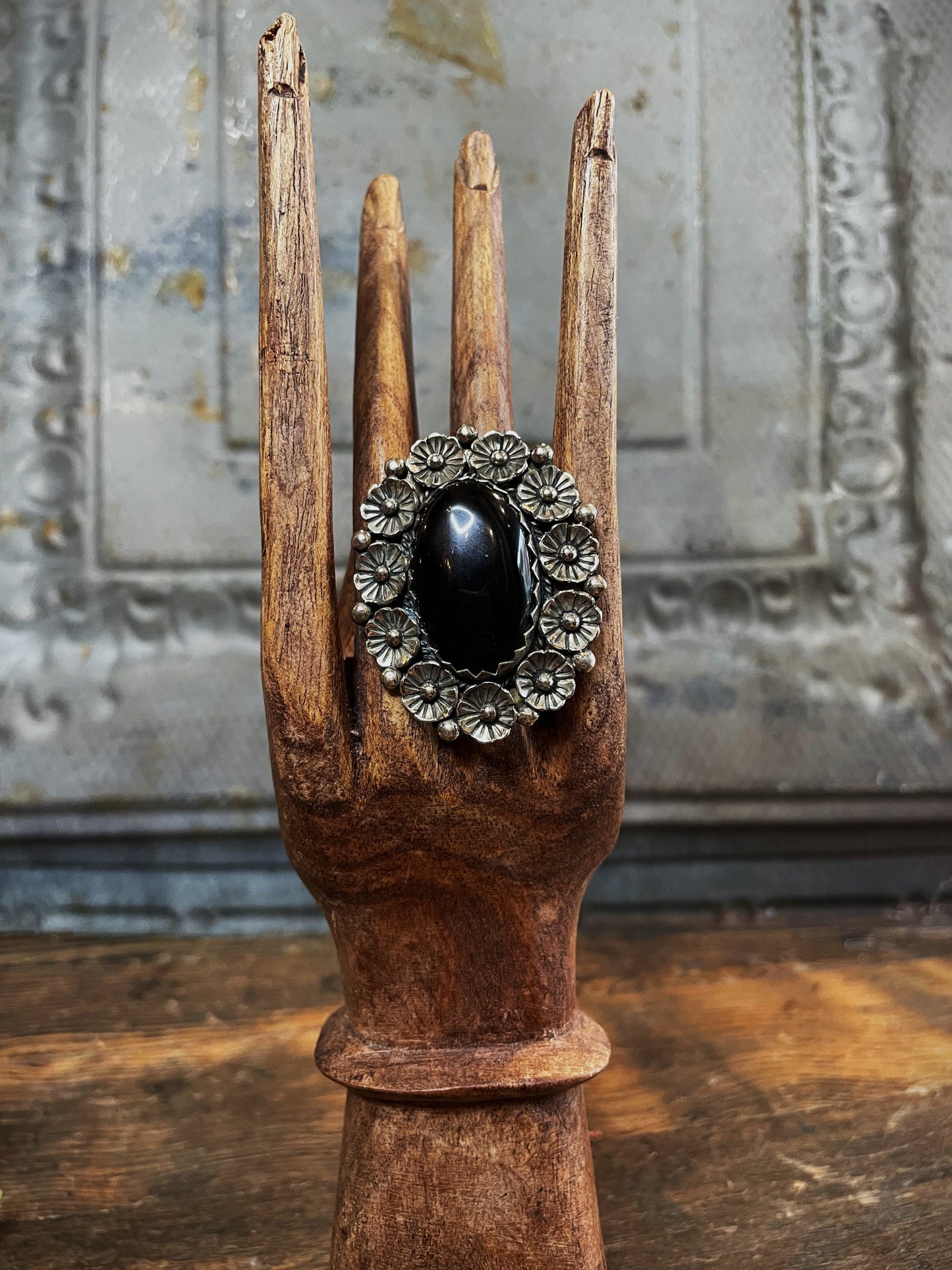 Floral Onyx OOAK Ring - La De Da