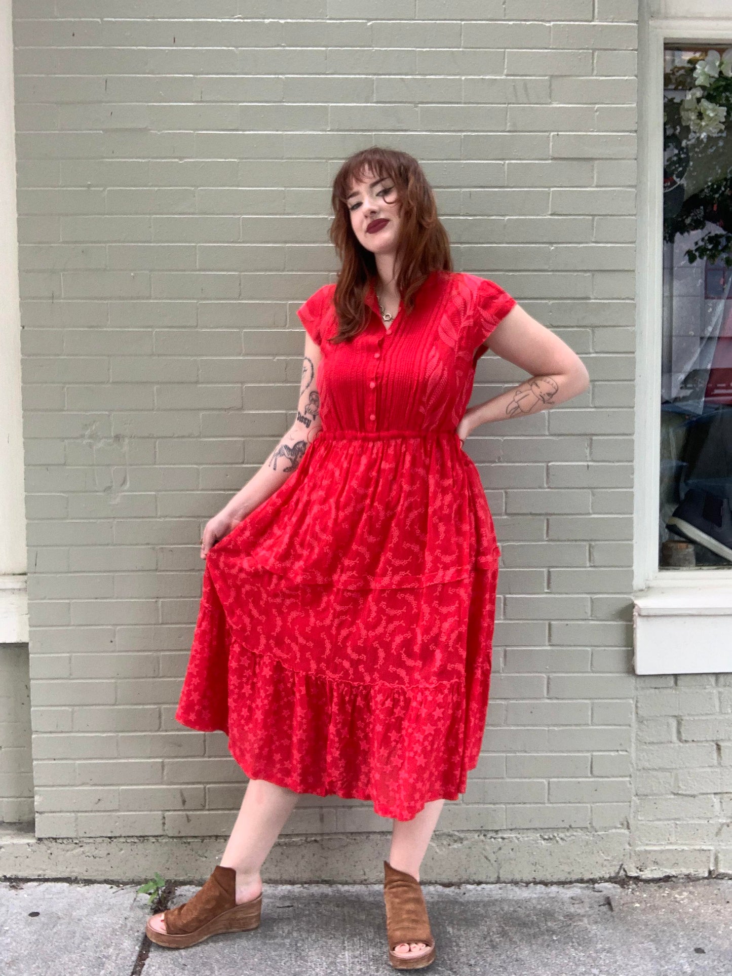 Vitaly Tiered Embroidered Midi Dress - La De Da