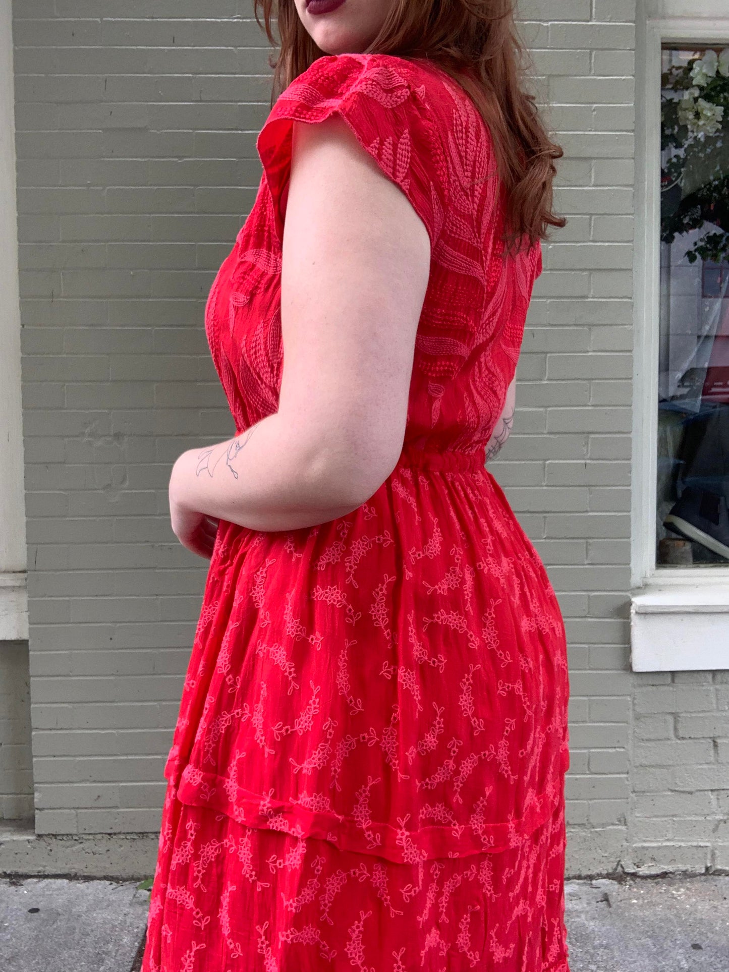 Vitaly Tiered Embroidered Midi Dress - La De Da