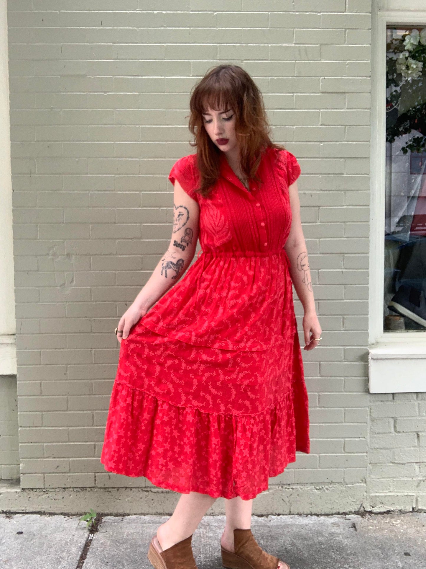 Vitaly Tiered Embroidered Midi Dress - La De Da