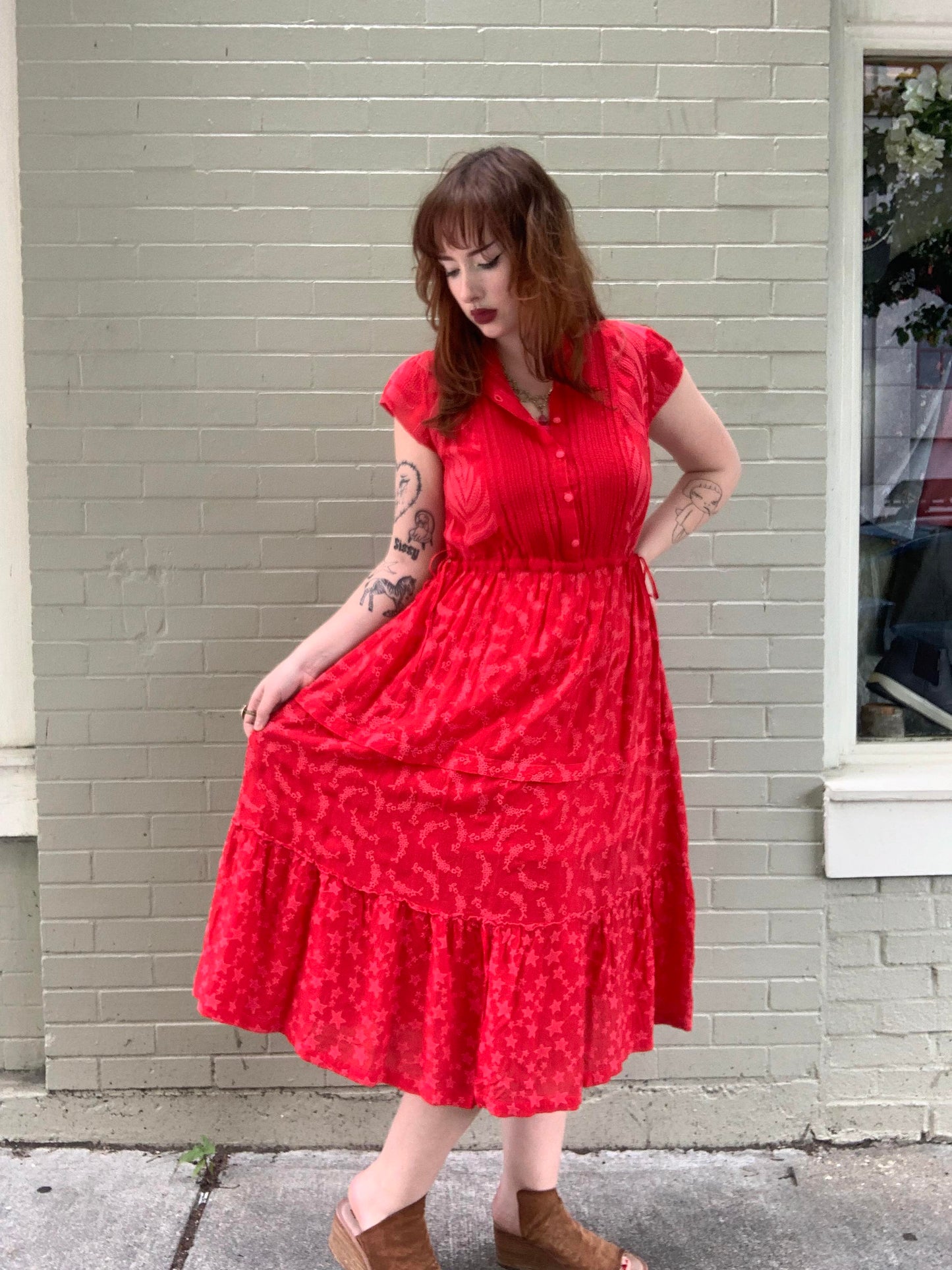 Vitaly Tiered Embroidered Midi Dress - La De Da