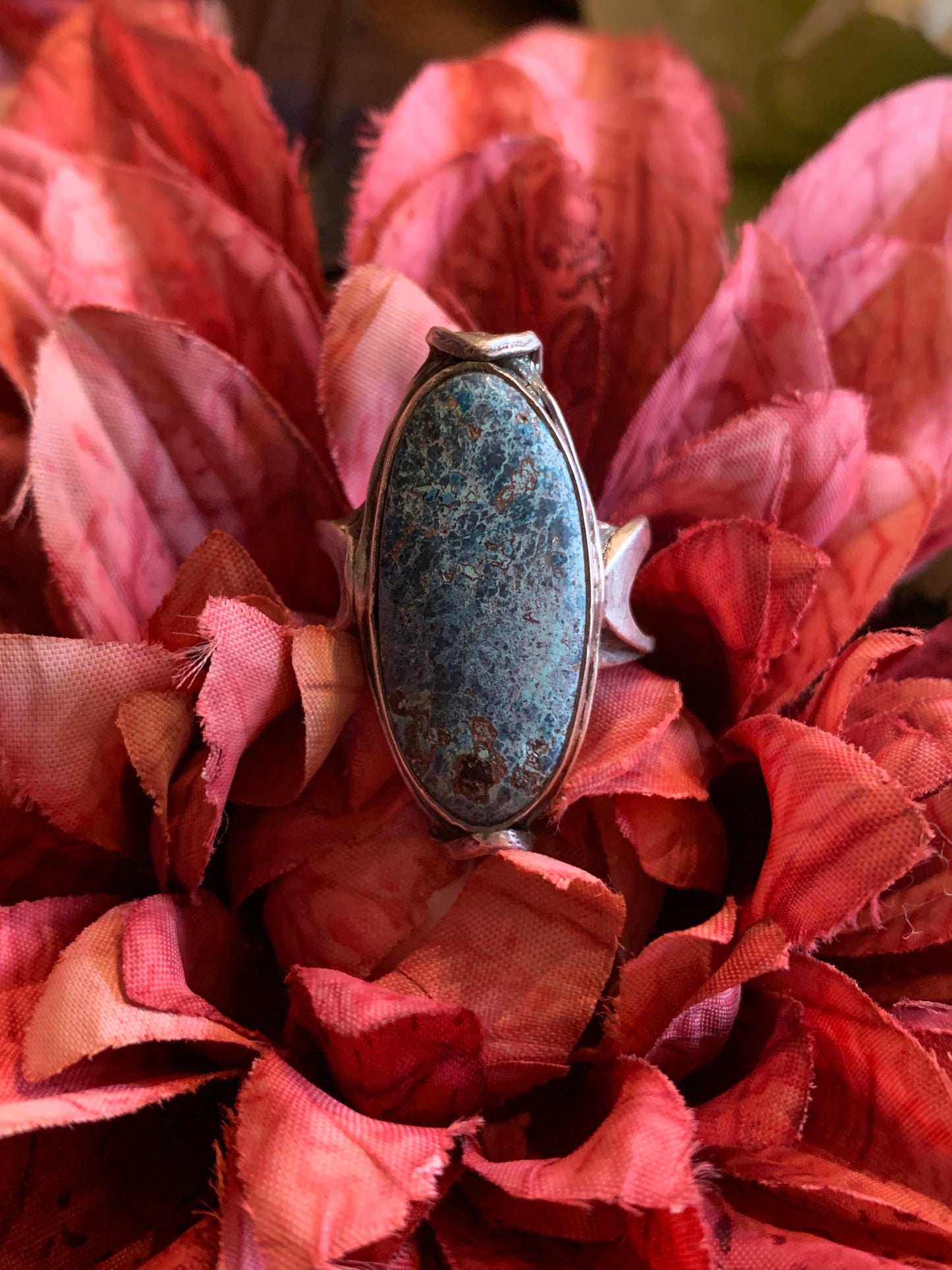 Oval Azurite Fine Silver Ring* - La De Da
