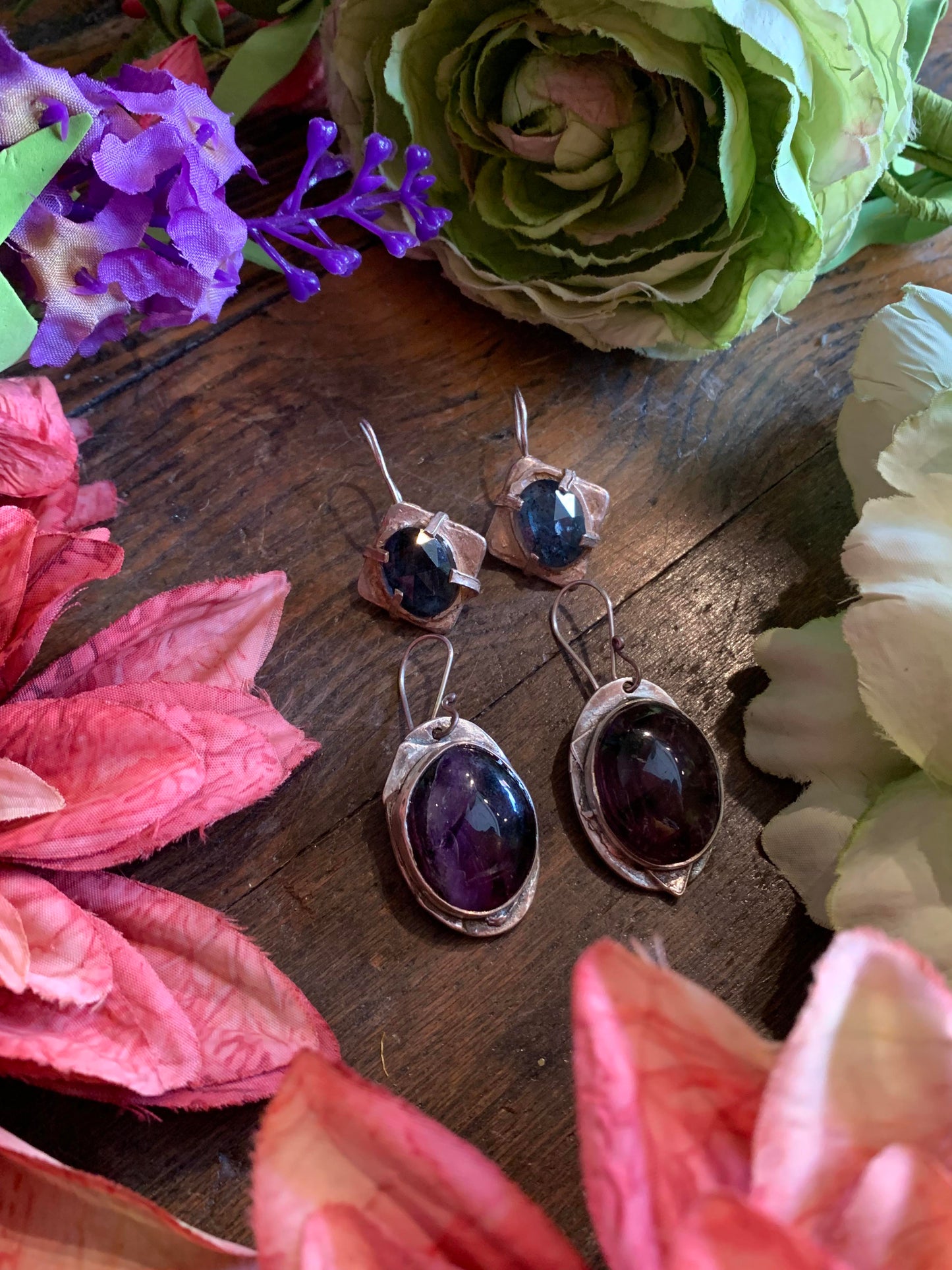 Oval Amethyst Fine Silver Earrings* - La De Da