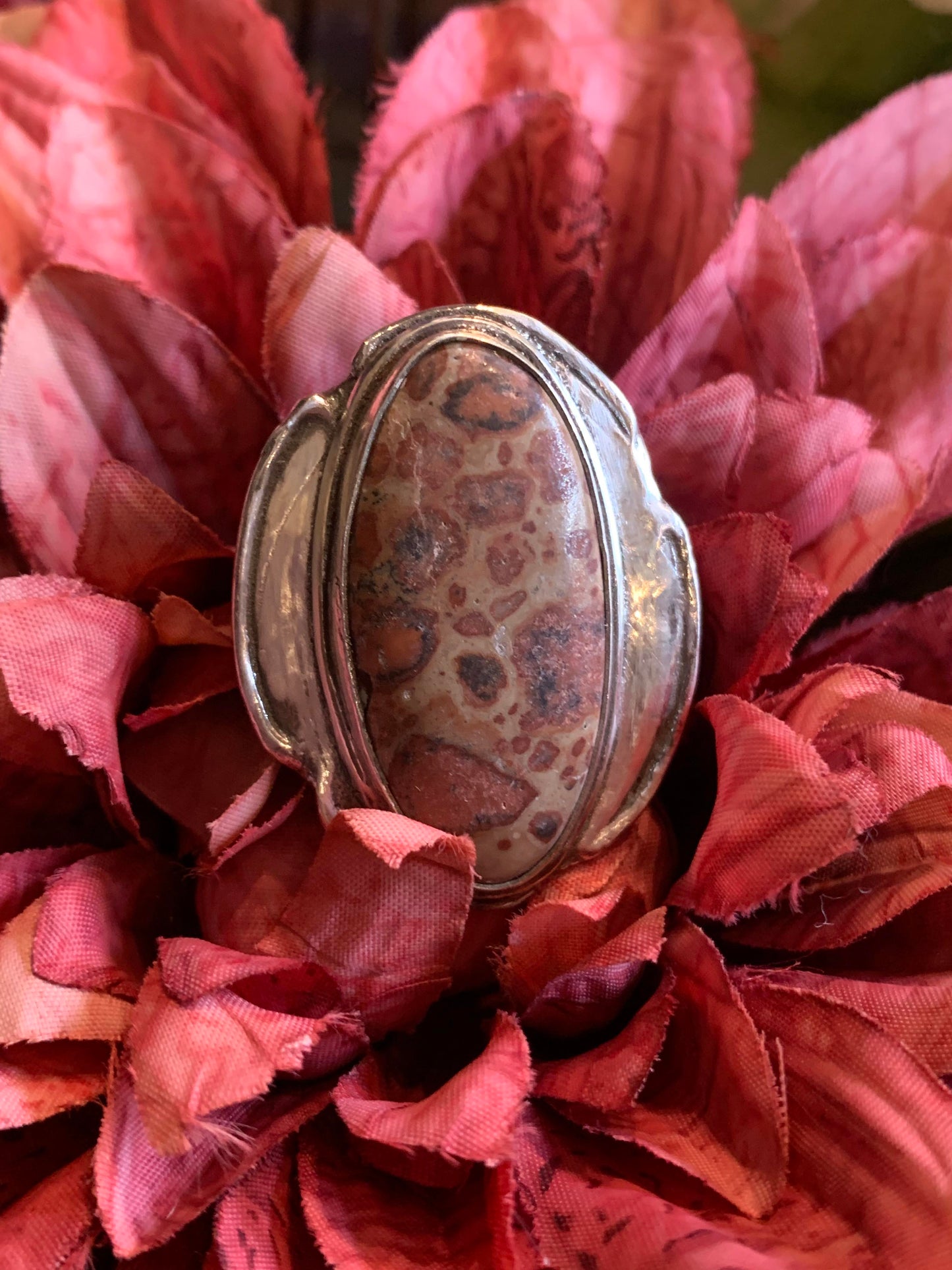Oval Ocean Jasper Fine Silver Ring* - La De Da