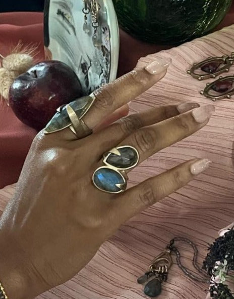 Hydna, Double Stacked Labradorite Ring - La De Da