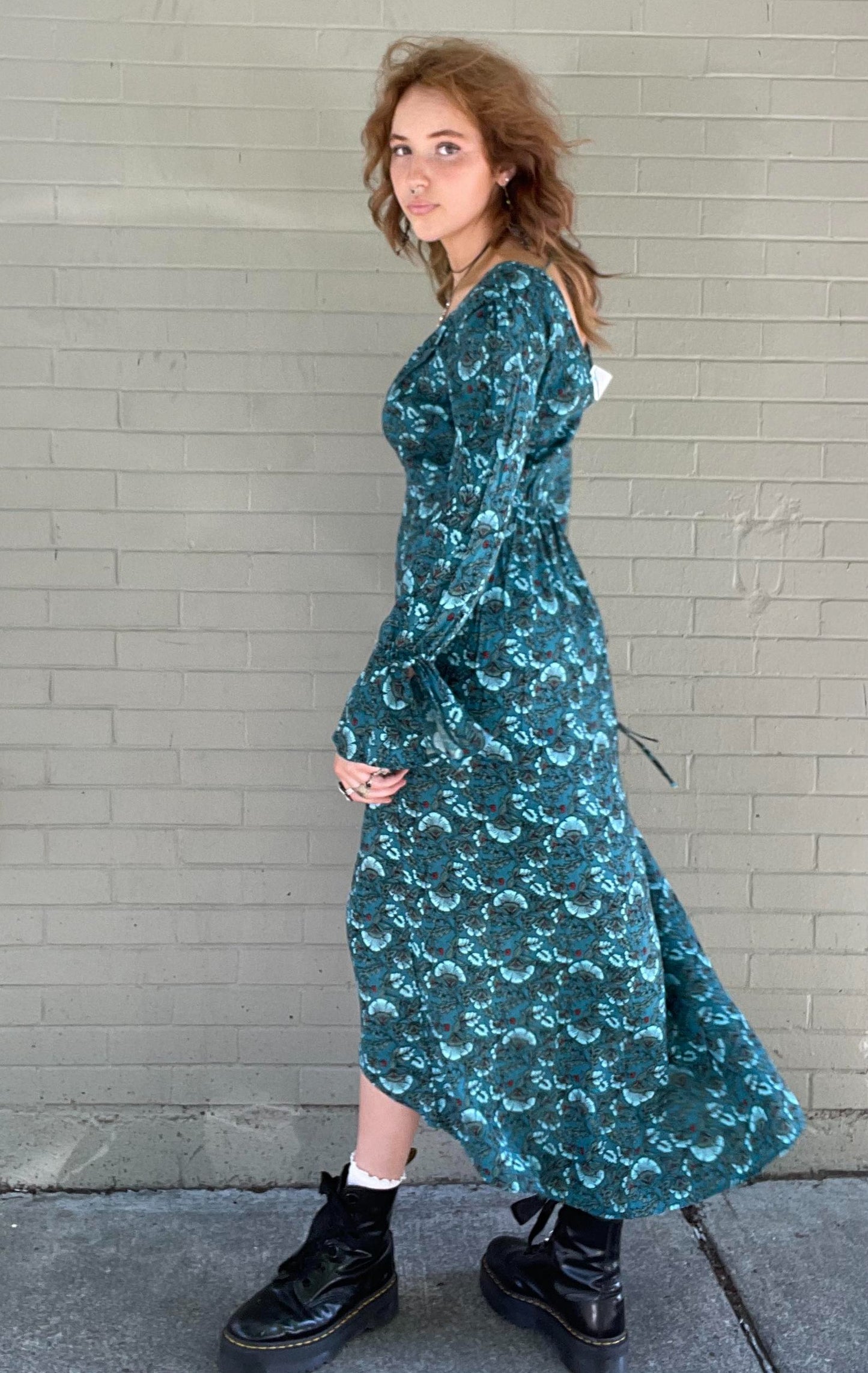 Jewel Teal Floral Wrap Dress - La De Da