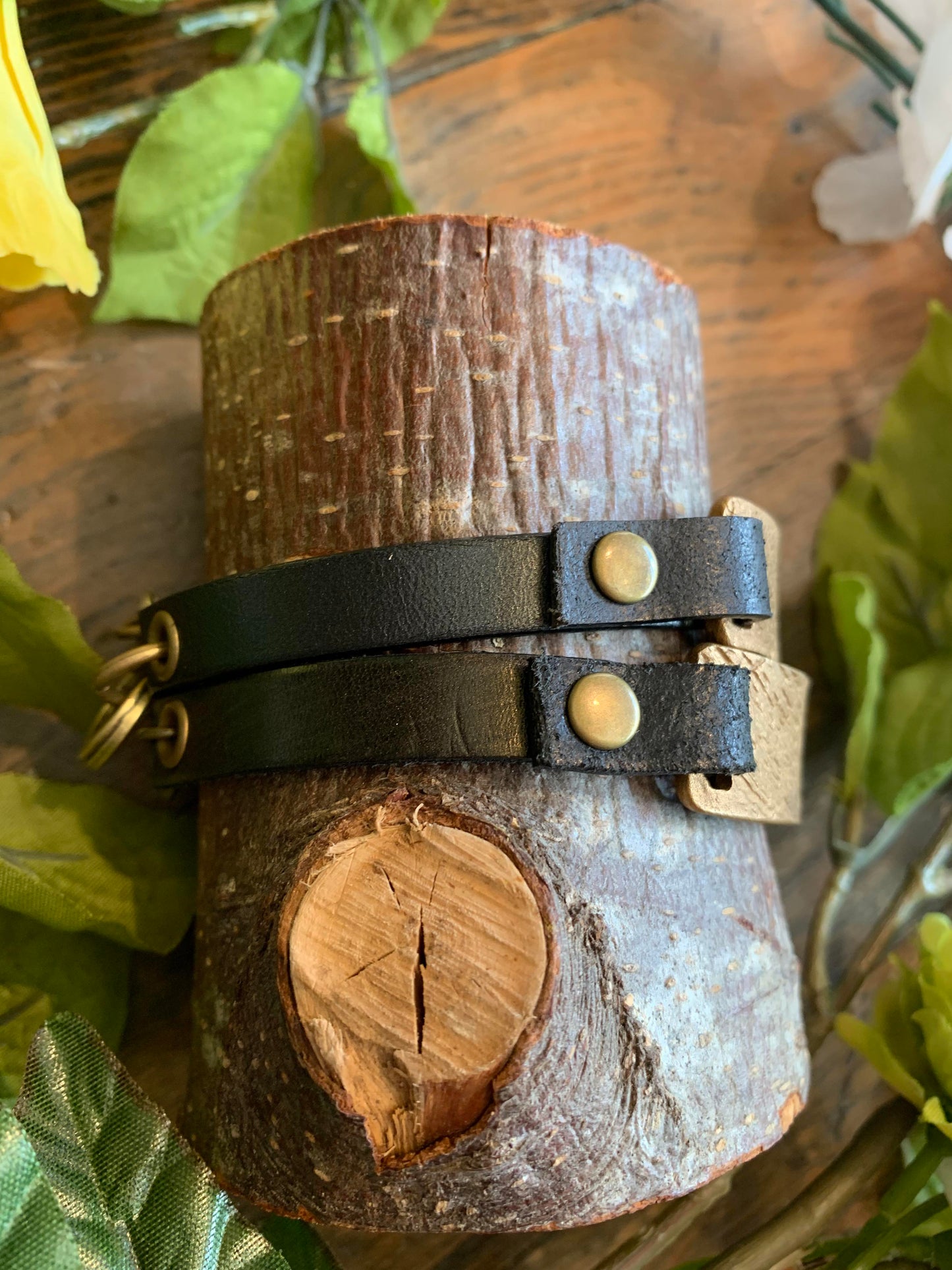 Hand Cast Bronze & Leather Bracelet - La De Da
