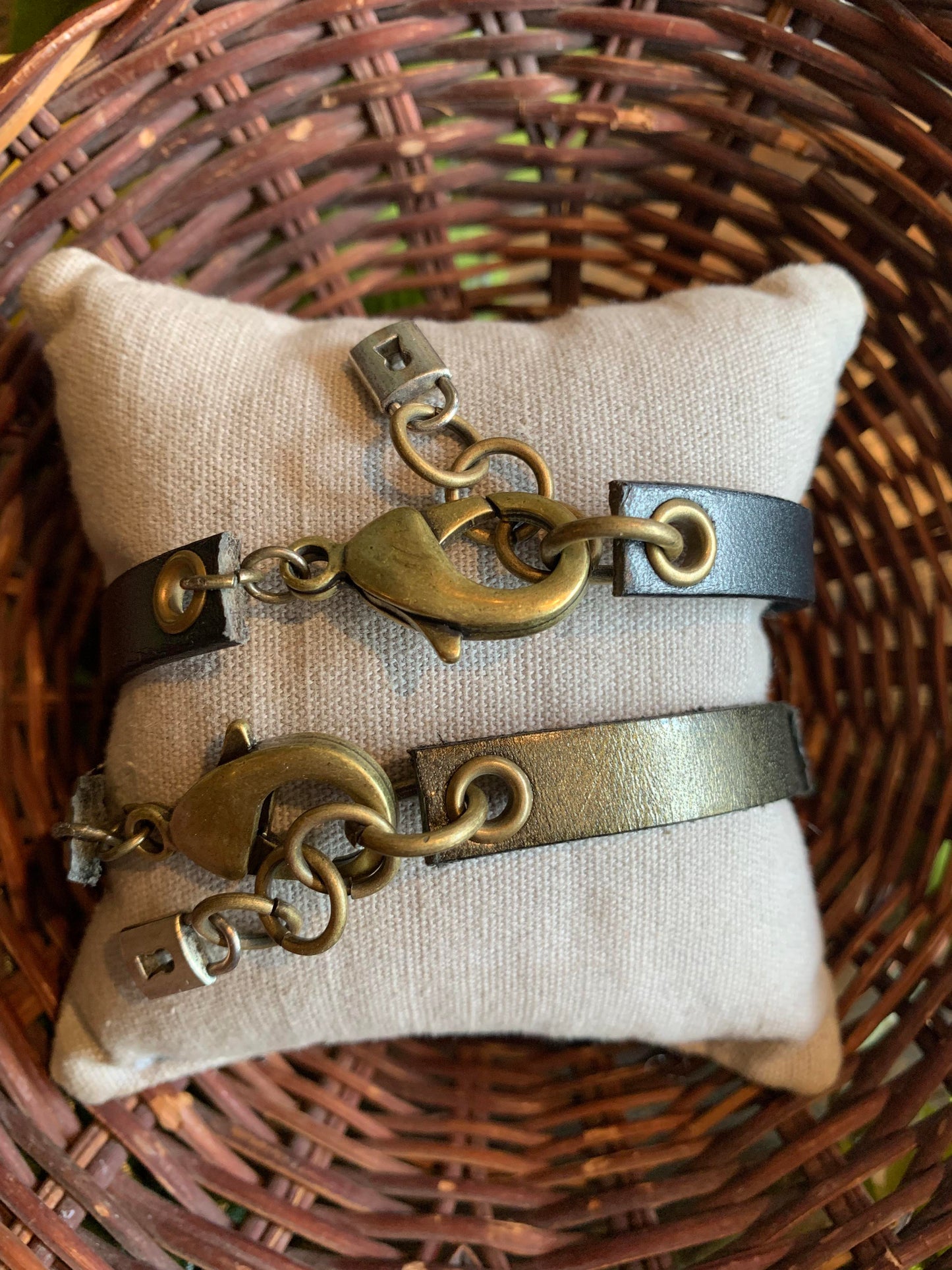 Hand Cast Bronze & Leather Bracelet - La De Da