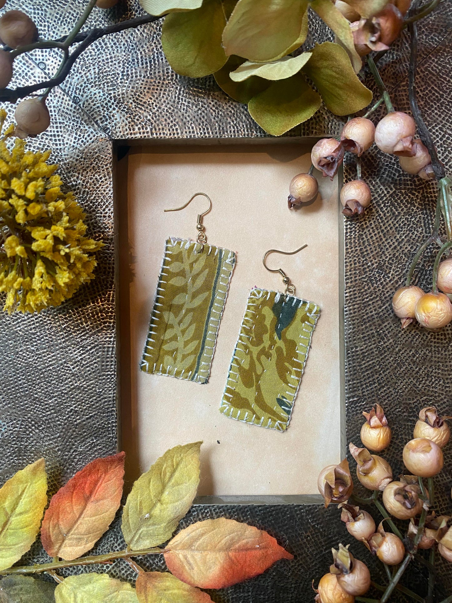 Floral Mix Match Reversible Kantha Patch Earrings - La De Da