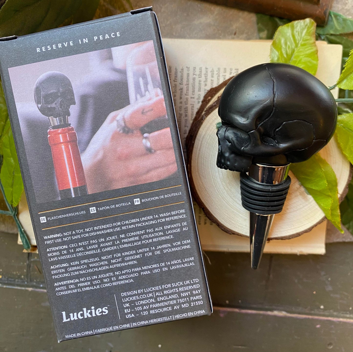 Iron & Glory - Black Skull Bottle Stopper - La De Da