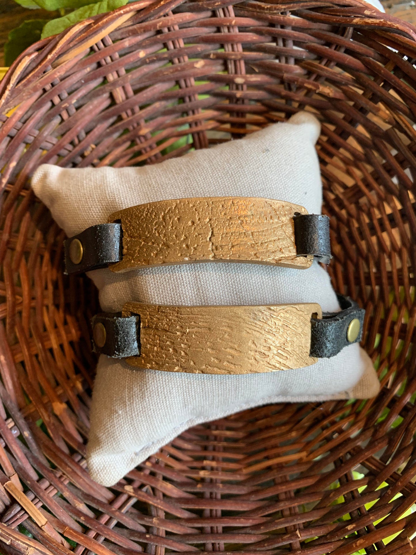Hand Cast Bronze & Leather Bracelet - La De Da