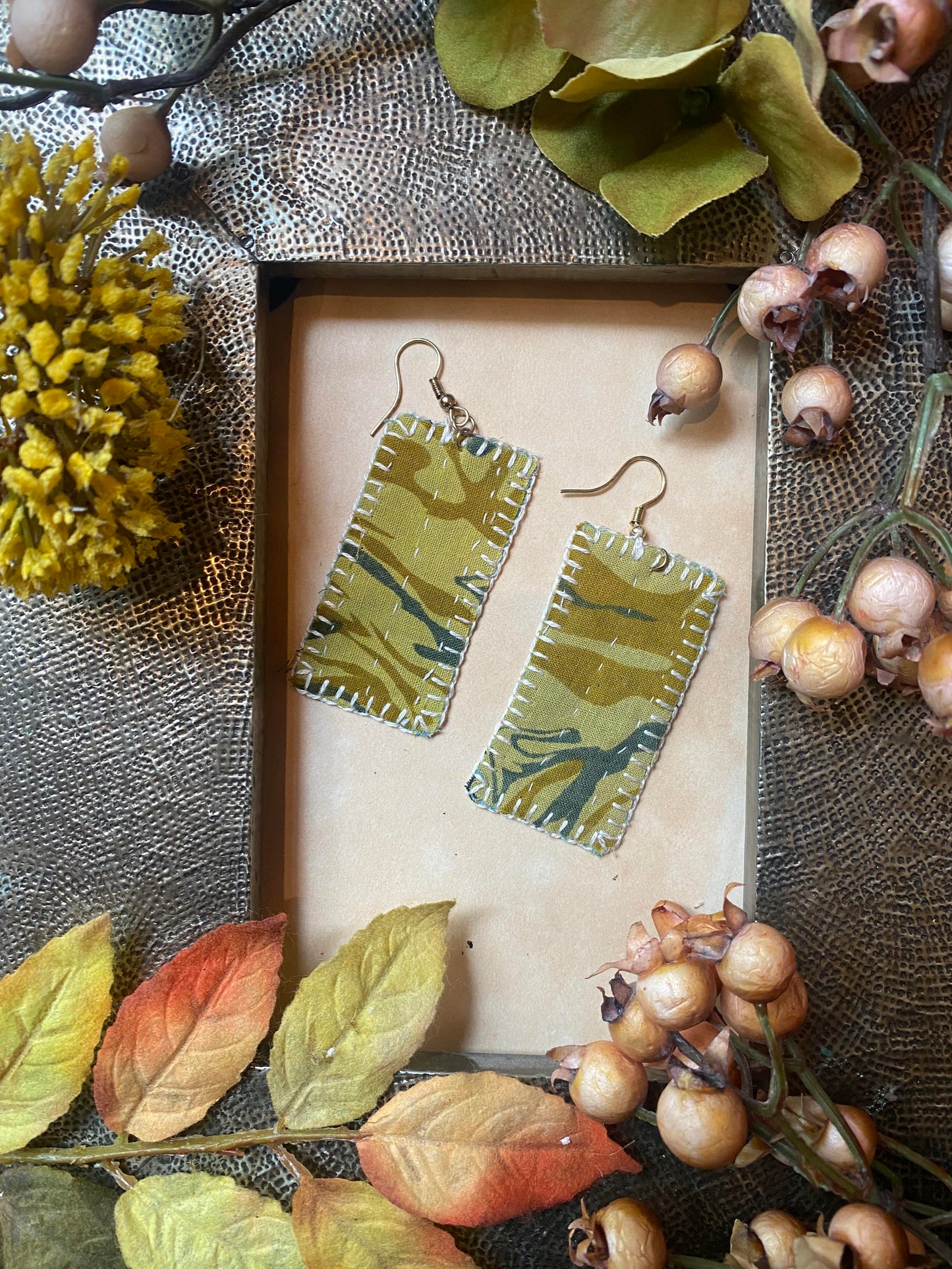 Tropi Stripe Reversible Kantha Patch Earrings - La De Da