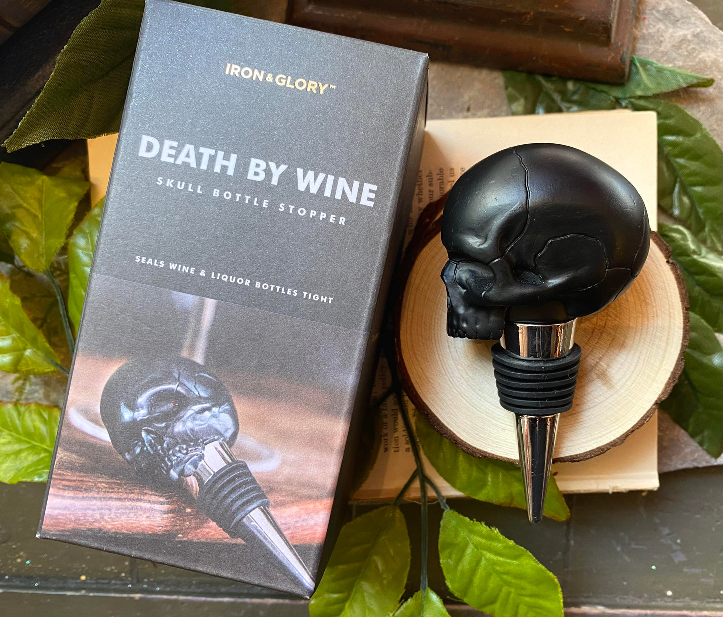 Iron & Glory - Black Skull Bottle Stopper - La De Da