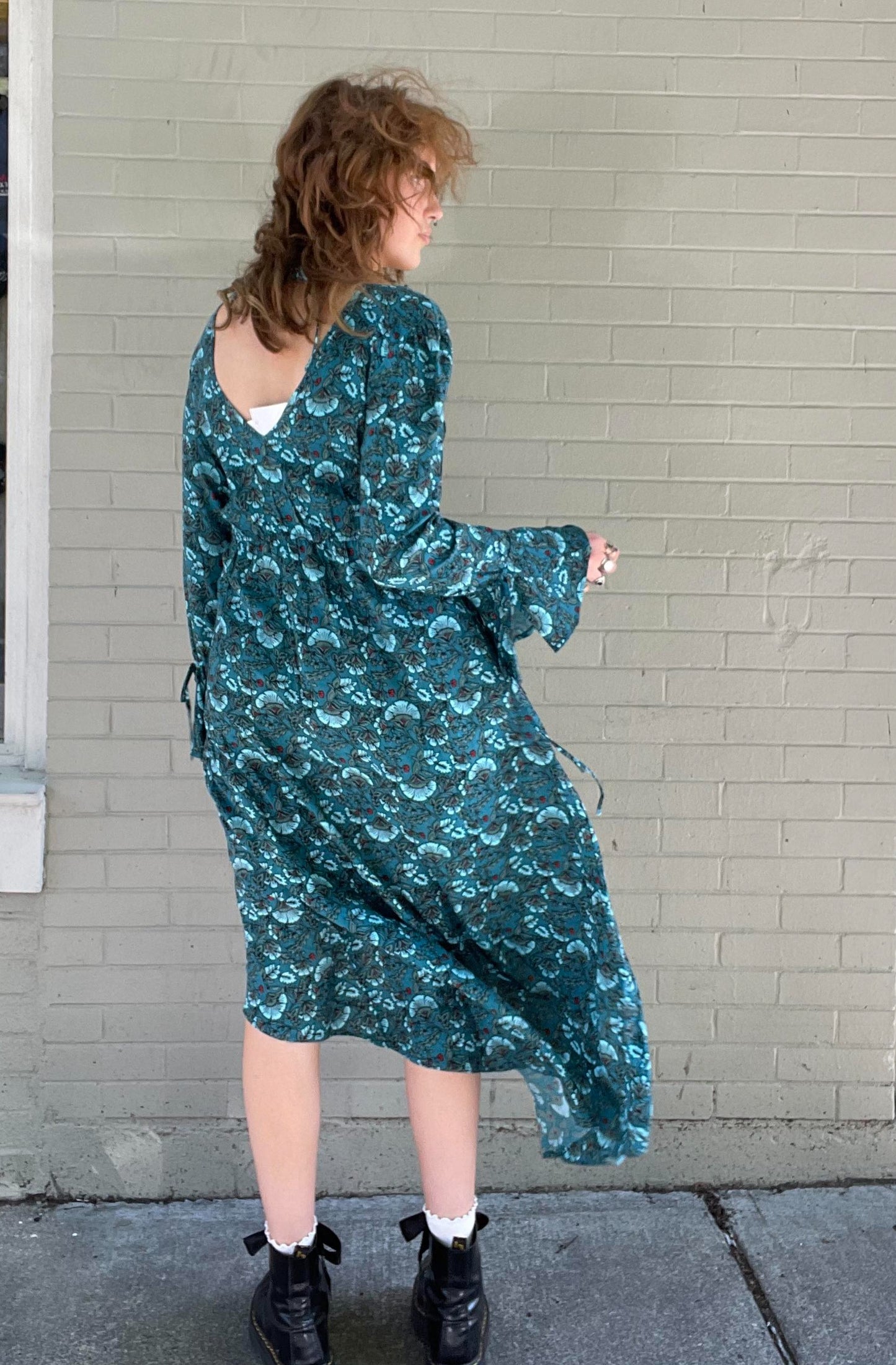 Jewel Teal Floral Wrap Dress - La De Da