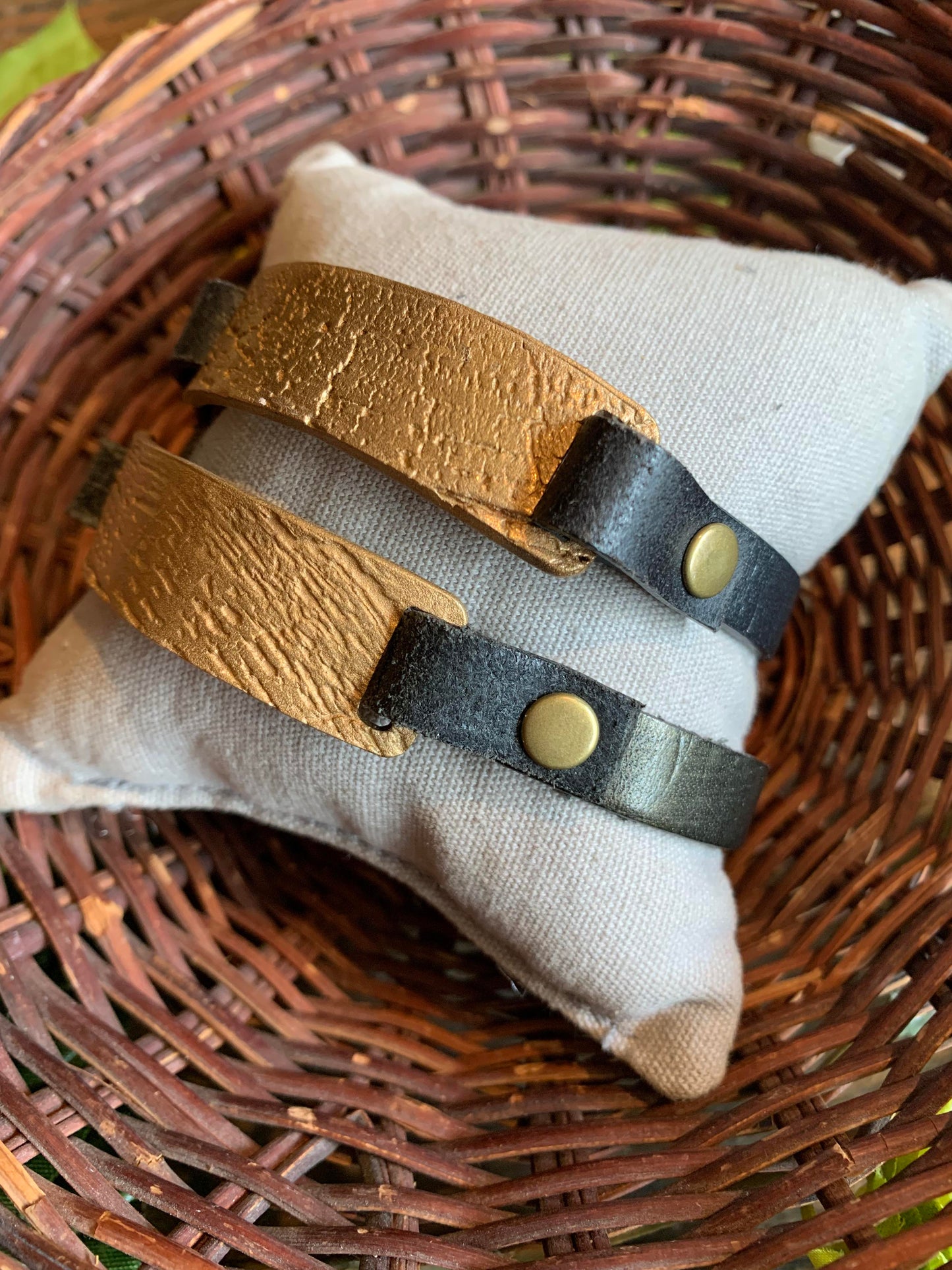 Hand Cast Bronze & Leather Bracelet - La De Da