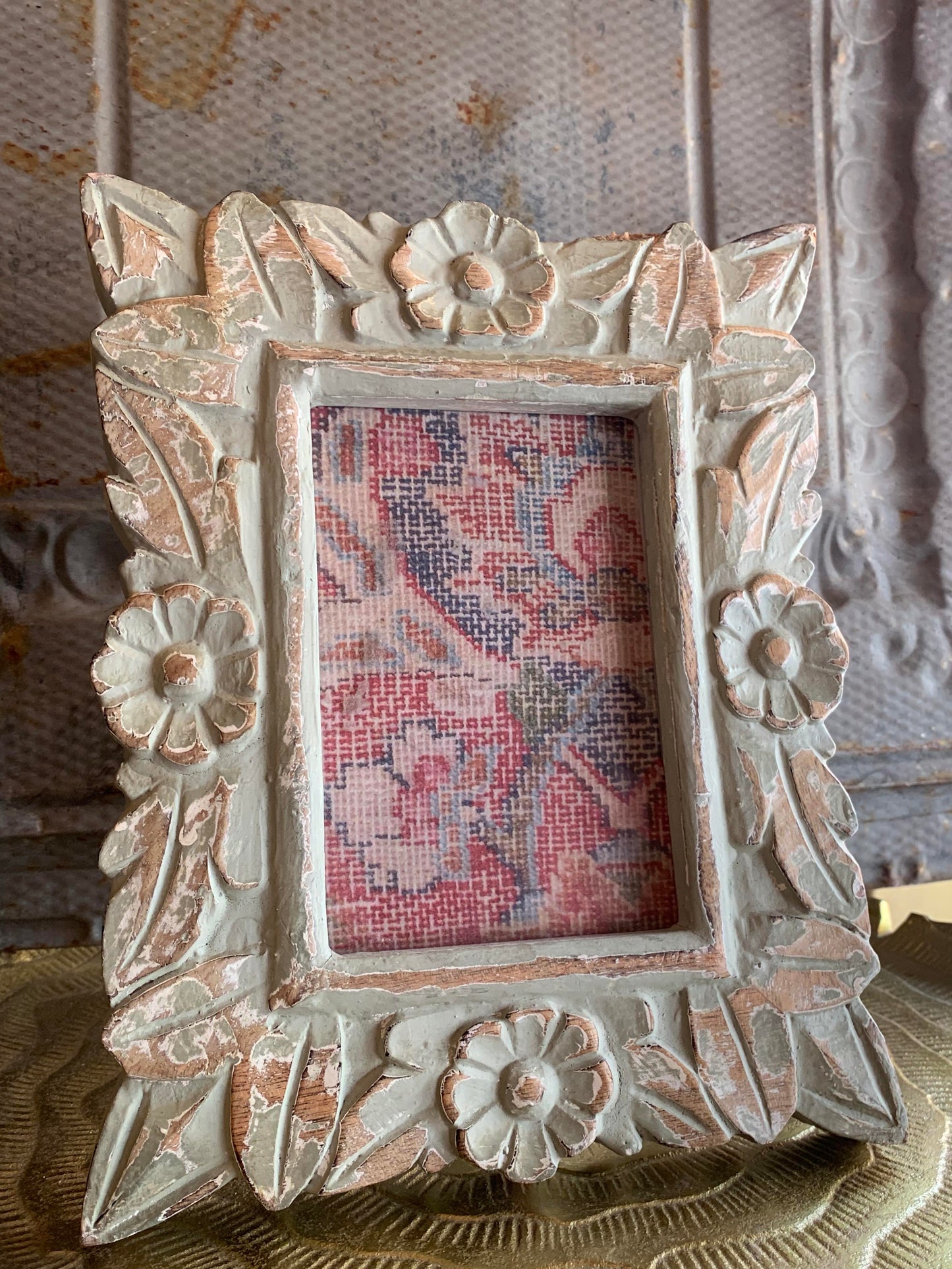 Teal Floral Washed Picture Frame 4x6 - La De Da