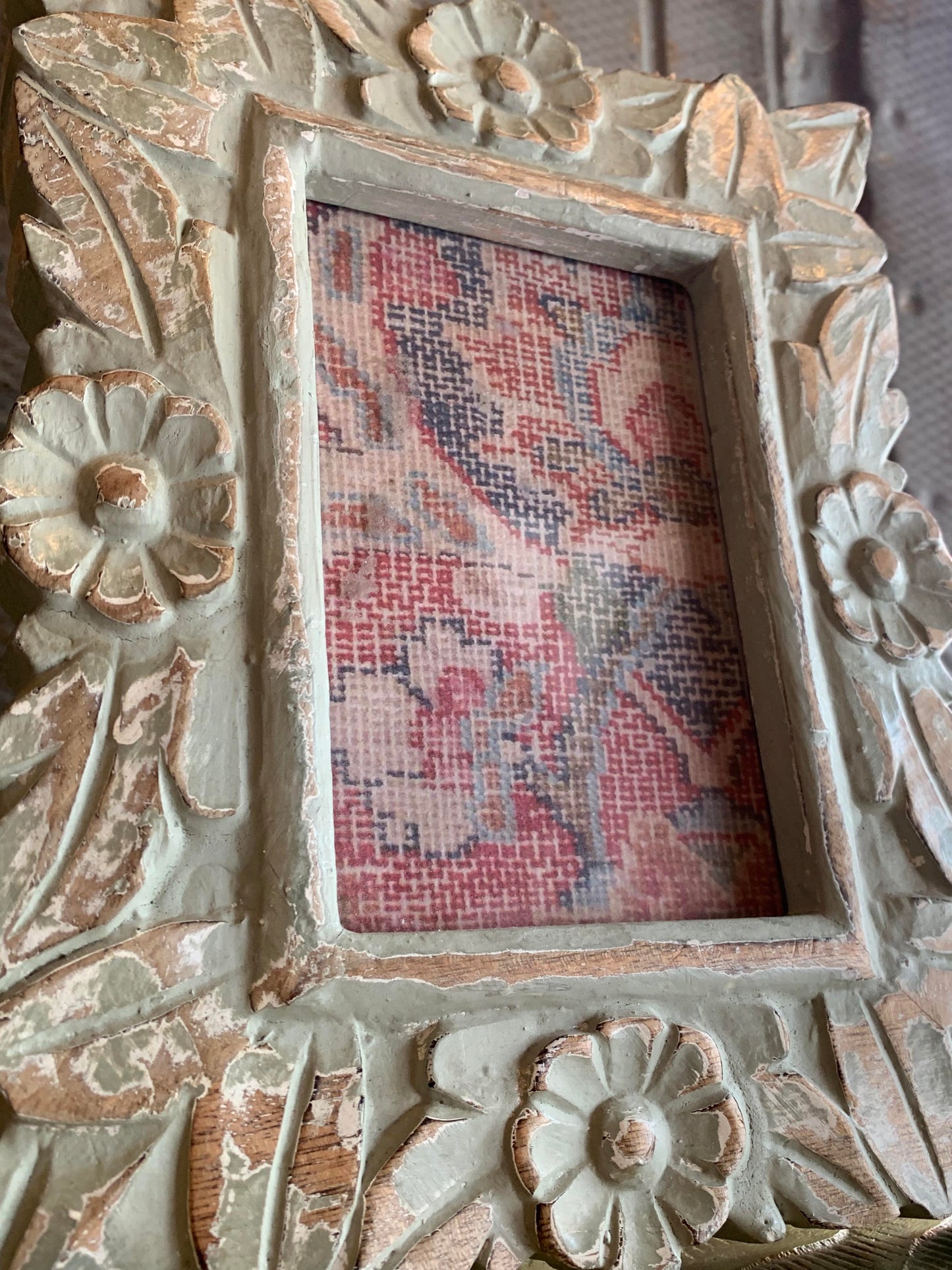Teal Floral Washed Picture Frame 4x6 - La De Da