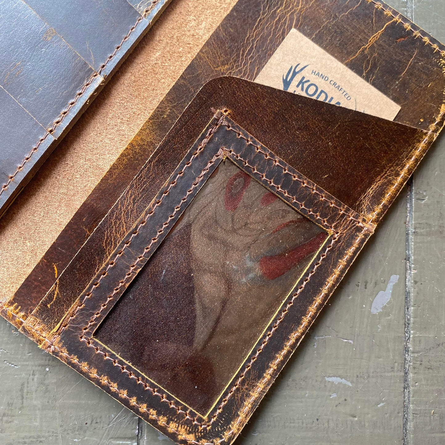 Antique Brown Leather Checkbook Wallet - La De Da