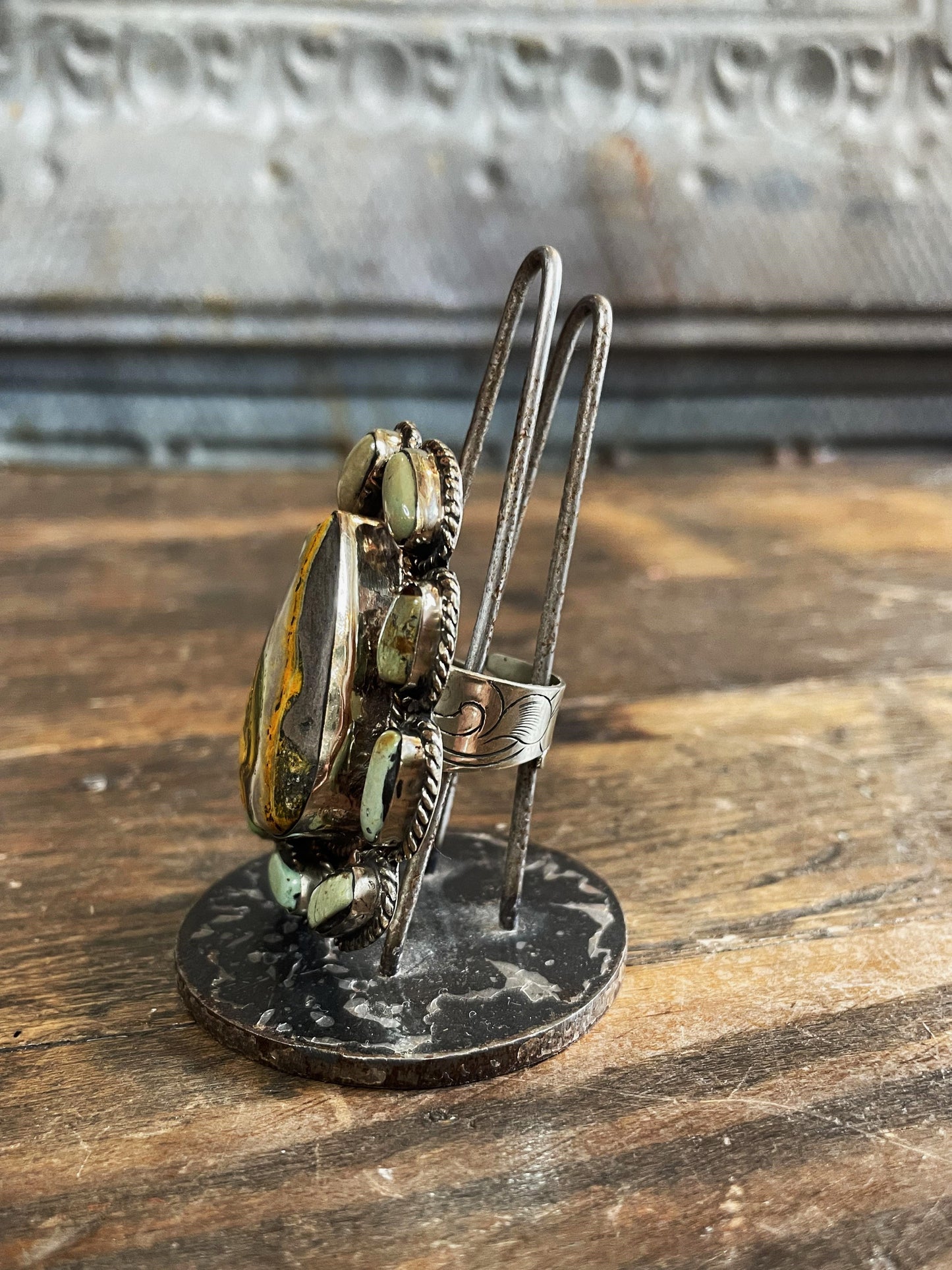 Teardrop Bumble Bee Jasper & Turqouise OOAK Ring - La De Da