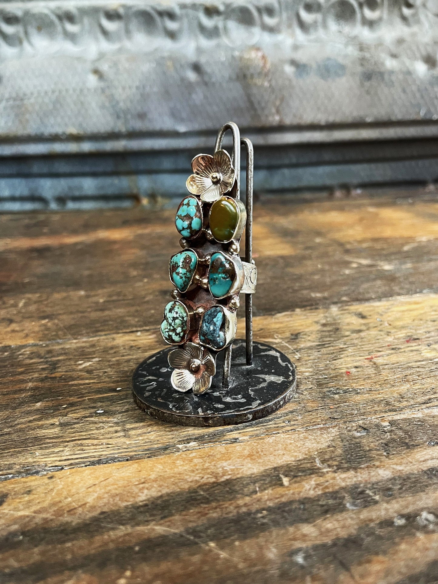 Turqouise Blooms Tibetian Silver Ring - La De Da