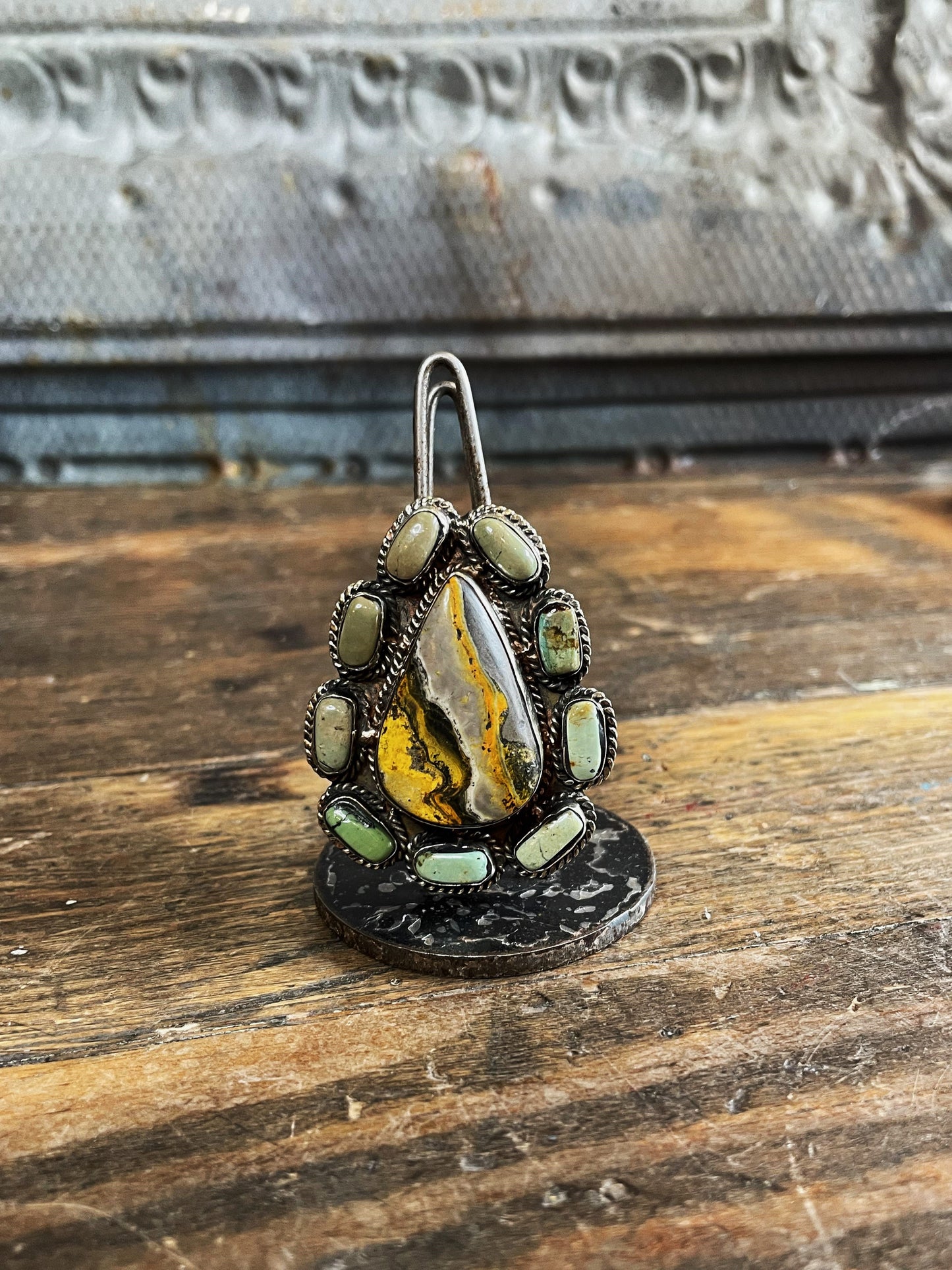 Teardrop Bumble Bee Jasper & Turqouise OOAK Ring - La De Da