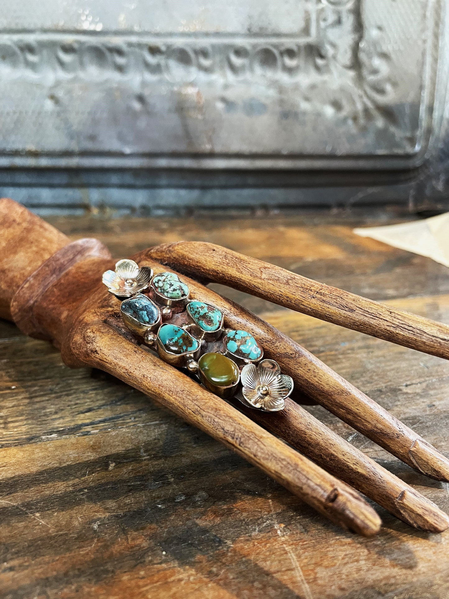 Turqouise Blooms Tibetian Silver Ring - La De Da