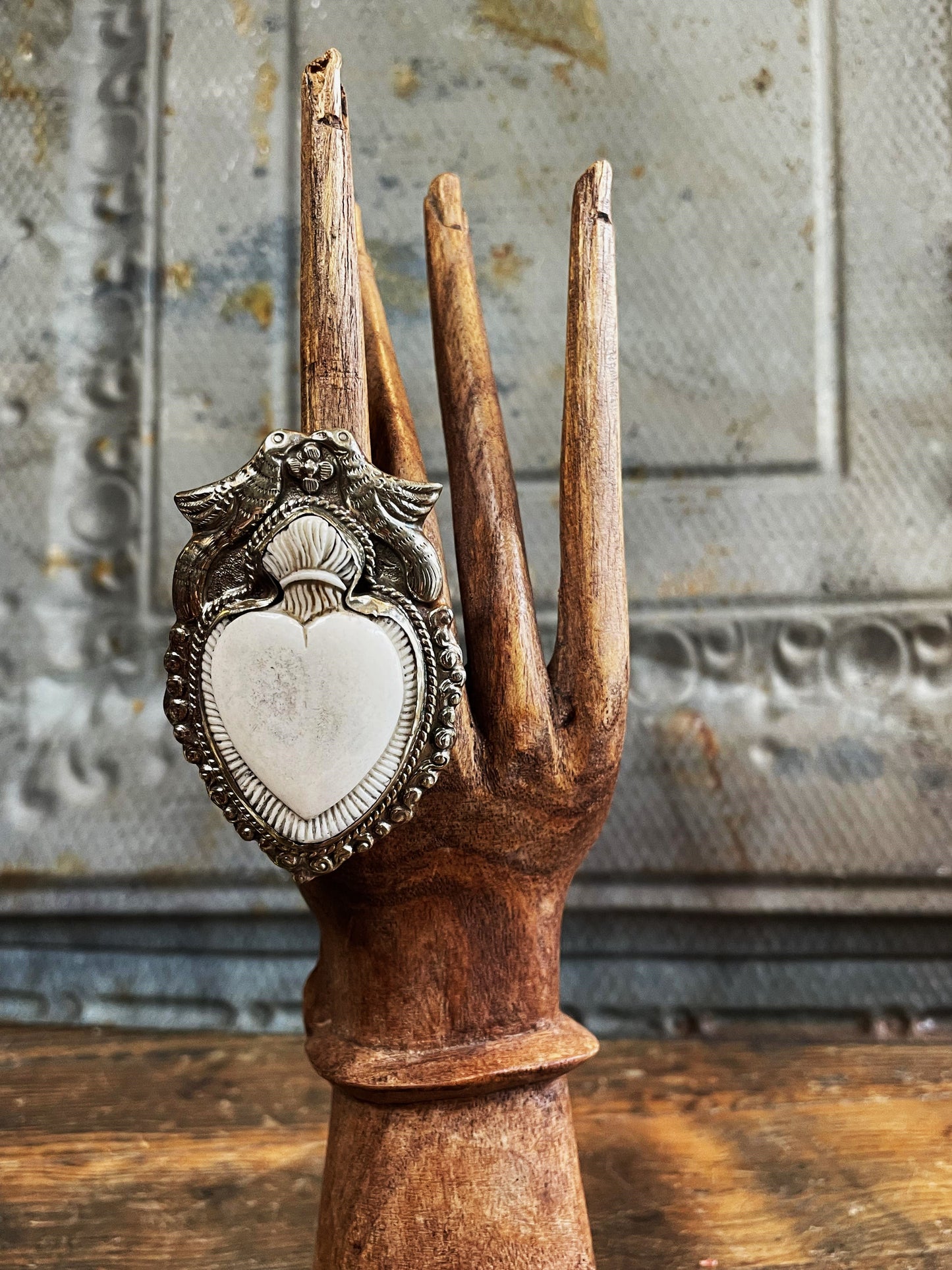 Sacred Heart Bone OOAK Ring - La De Da