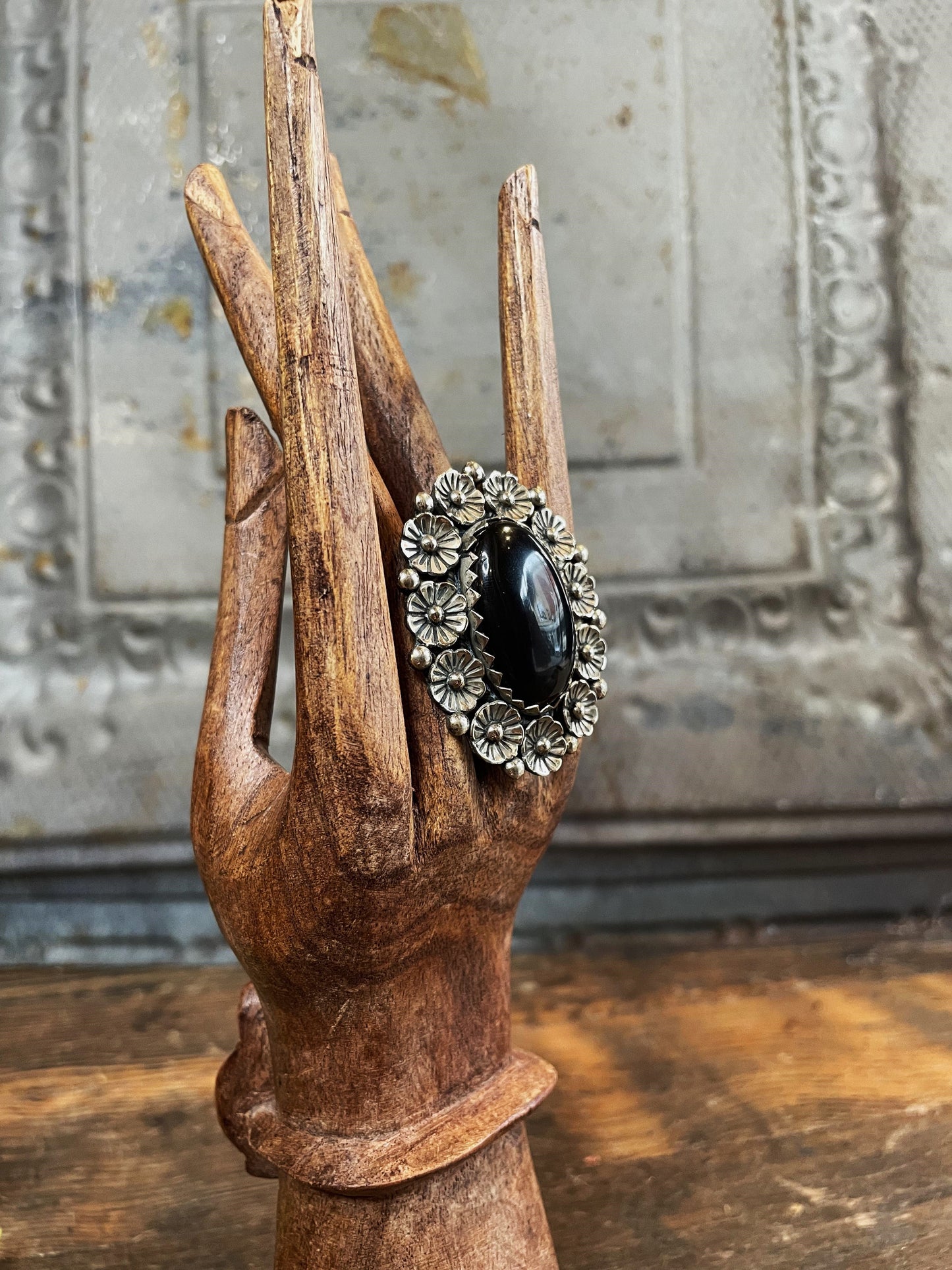 Floral Onyx OOAK Ring - La De Da