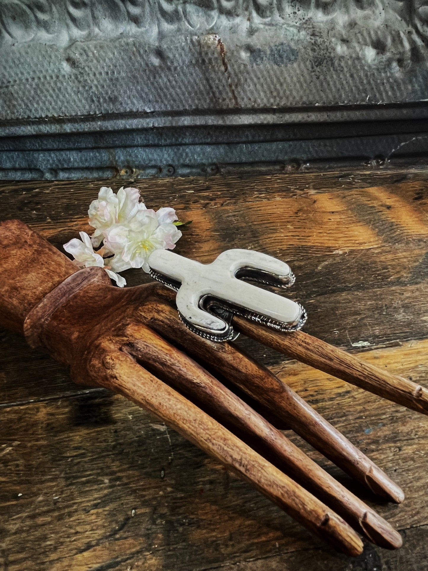 Carved Cactus OOAK Ring - La De Da