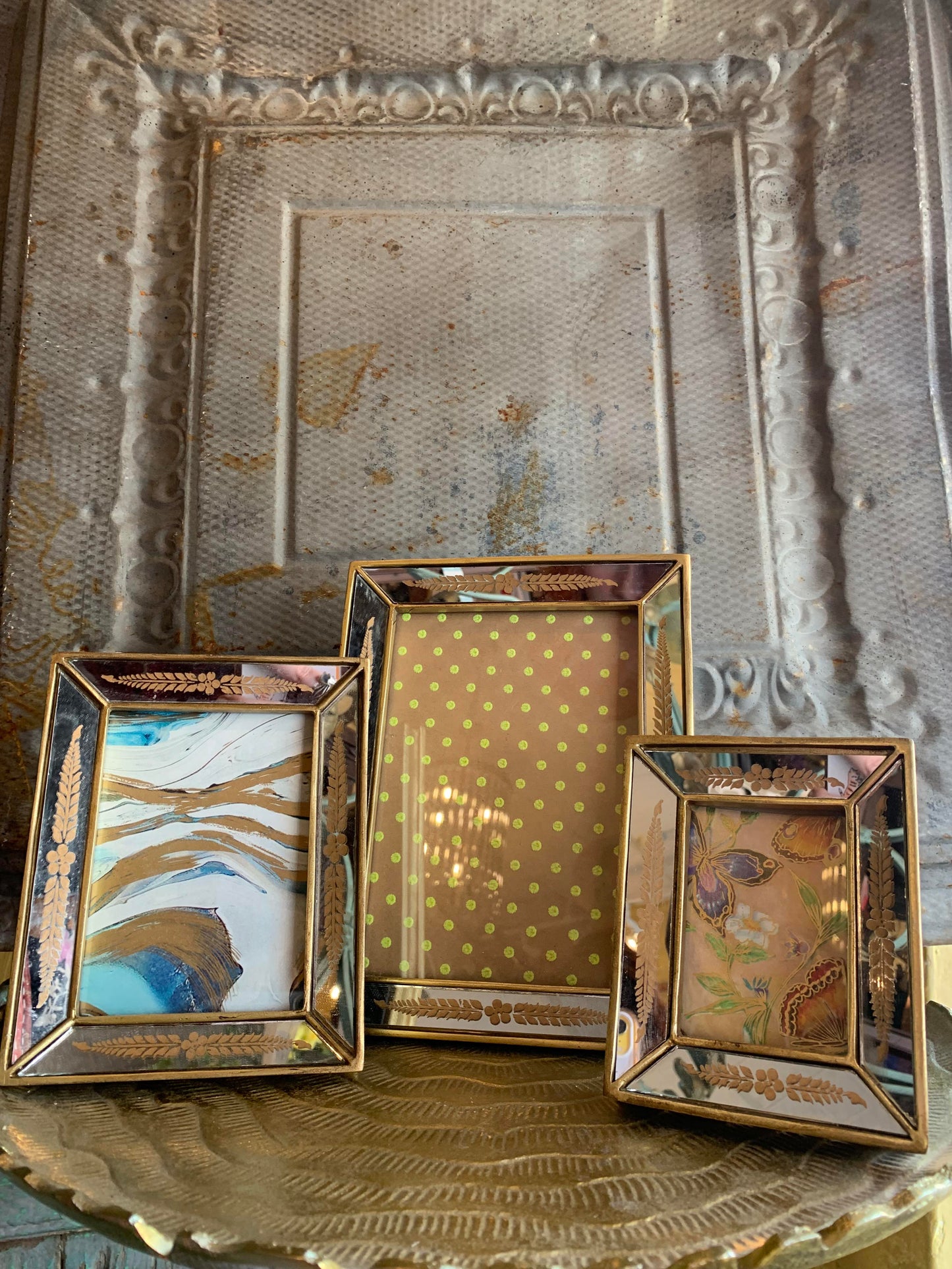 Large Verona Gold Leaf Mirror Photo Frame 5x7 - La De Da