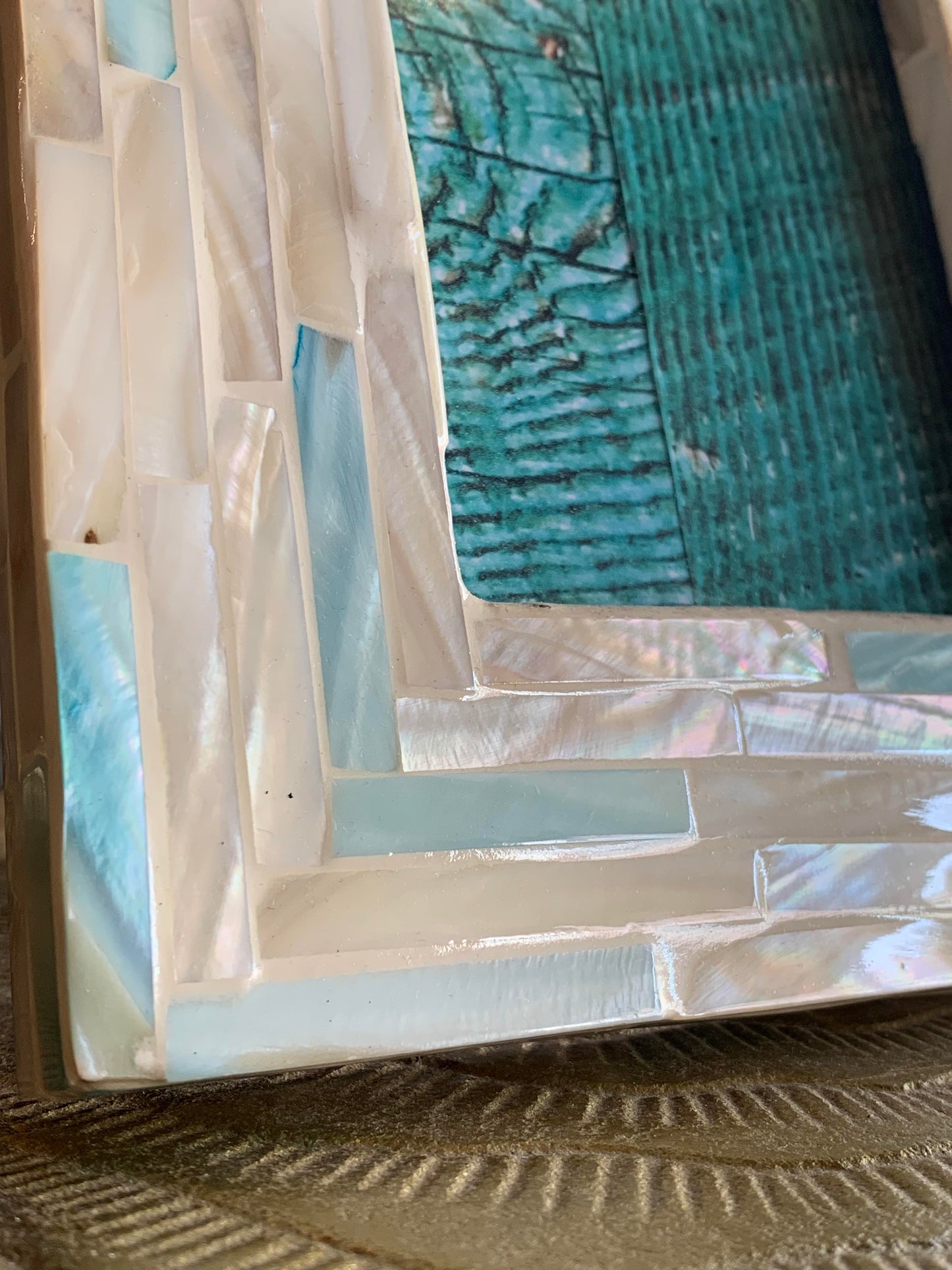Shimmering Blues Mother of Pearl Photo Frame 4x6 - La De Da