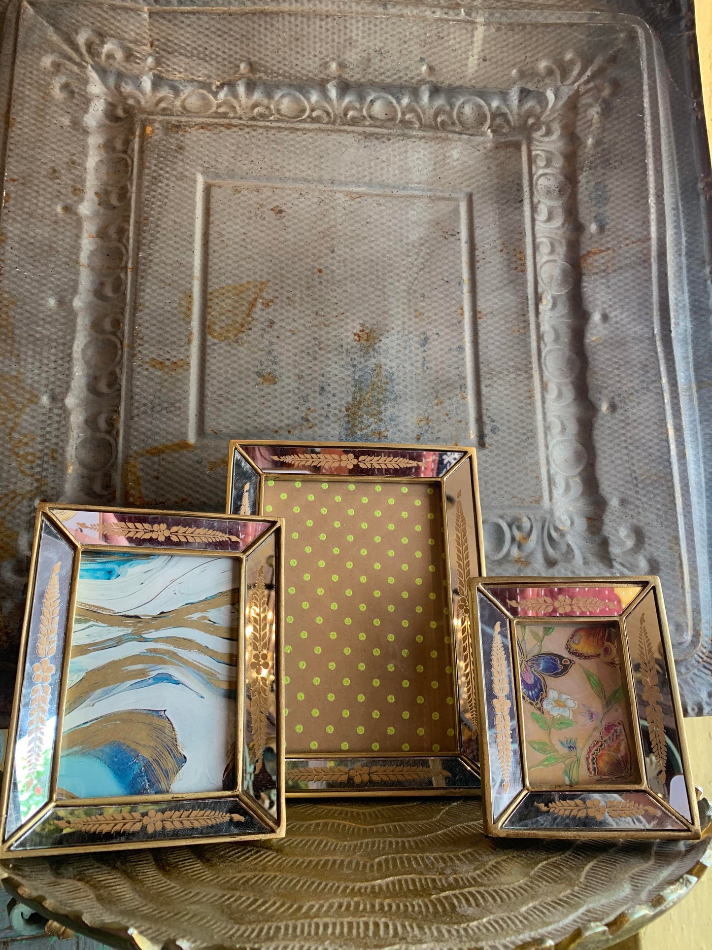 Large Verona Gold Leaf Mirror Photo Frame 5x7 - La De Da