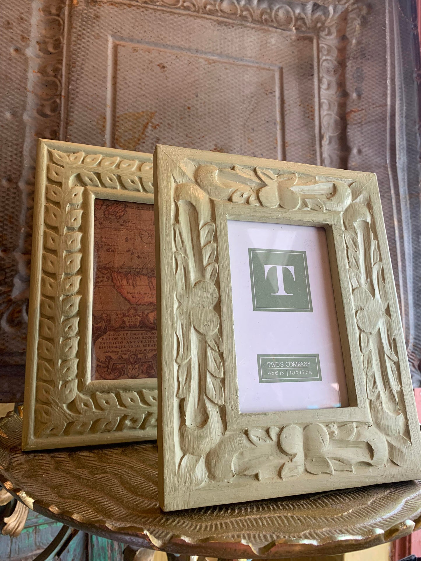 Carved Florals Wooden 4x6 Photo Frame - La De Da