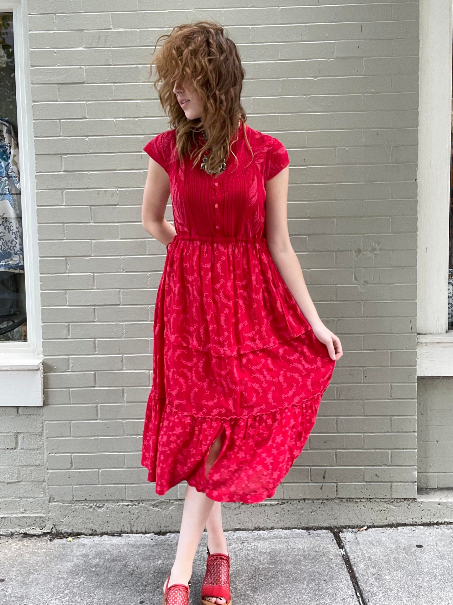 Vitaly Tiered Embroidered Midi Dress - La De Da