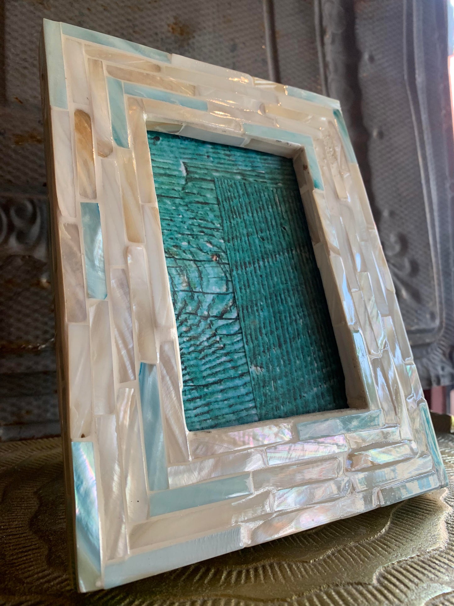 Shimmering Blues Mother of Pearl Photo Frame 4x6 - La De Da