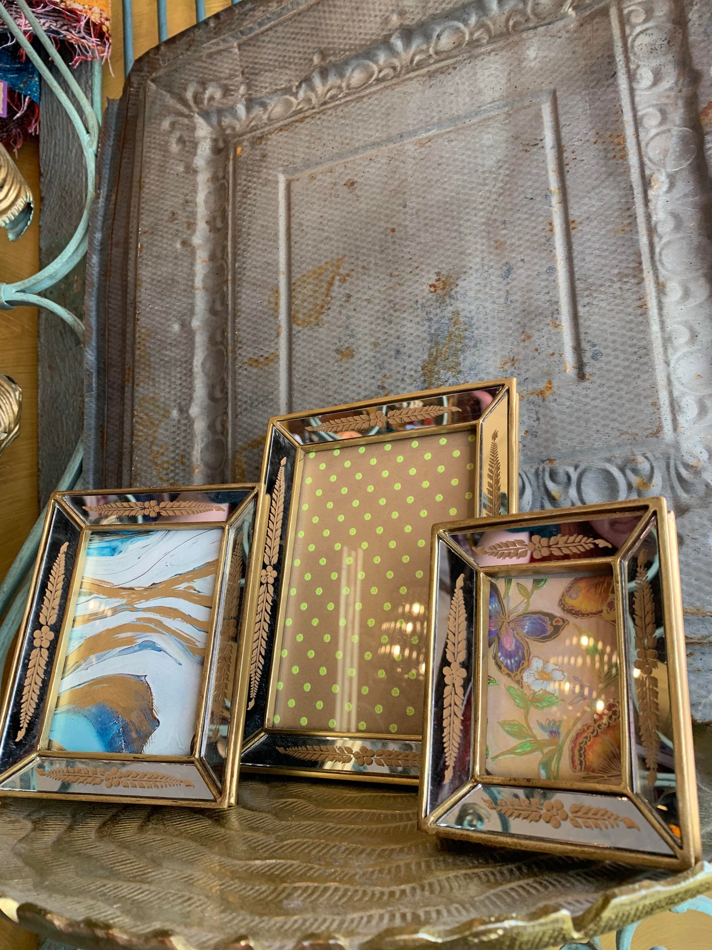 Large Verona Gold Leaf Mirror Photo Frame 5x7 - La De Da