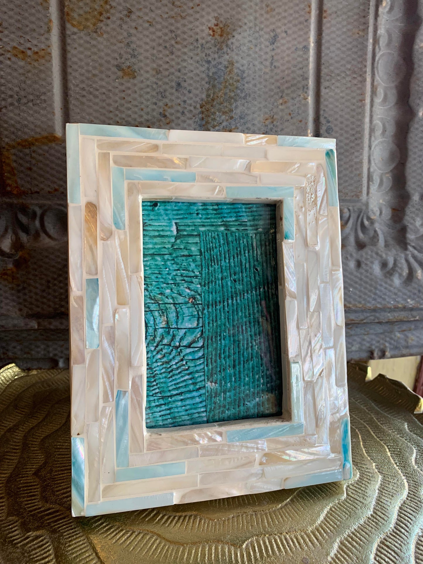 Shimmering Blues Mother of Pearl Photo Frame 4x6 - La De Da