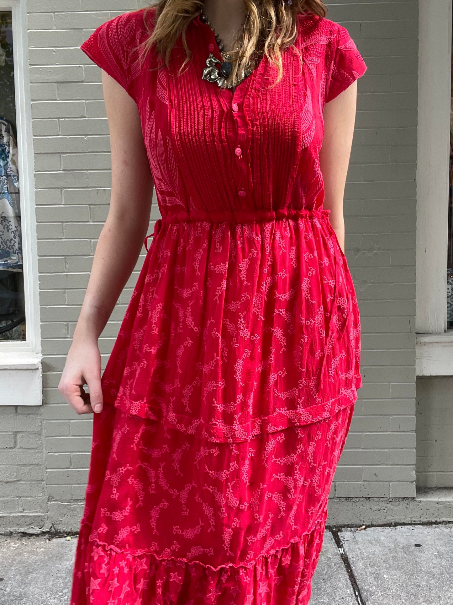 Vitaly Tiered Embroidered Midi Dress - La De Da